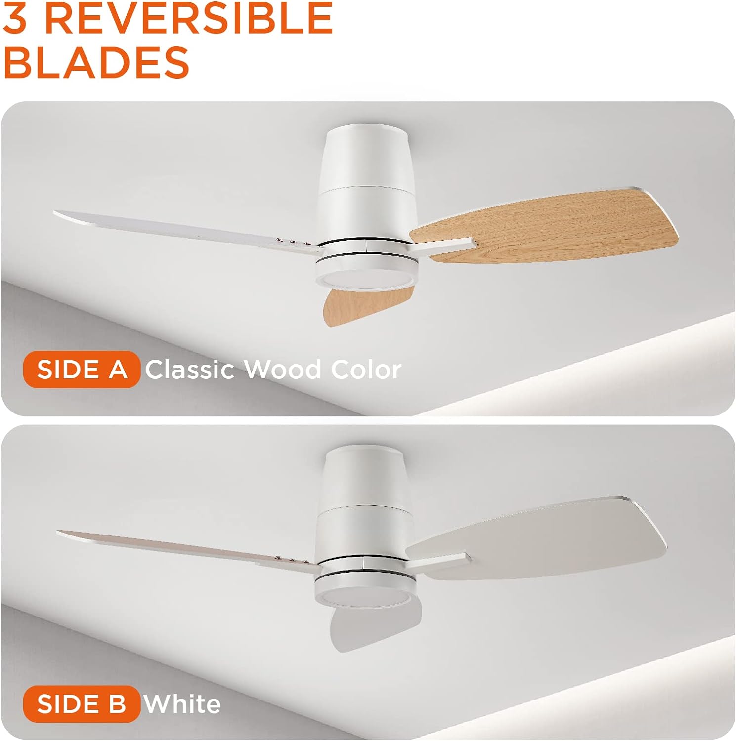 42 Inch Reversible Ceiling Fan with LED Light, Noiseless