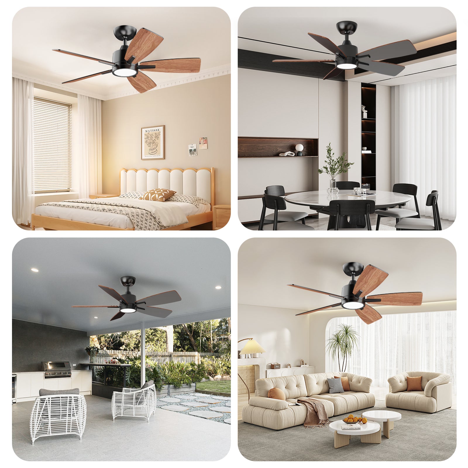 42 Inch Downrod Dimmable Ceiling Fan with Remote Control