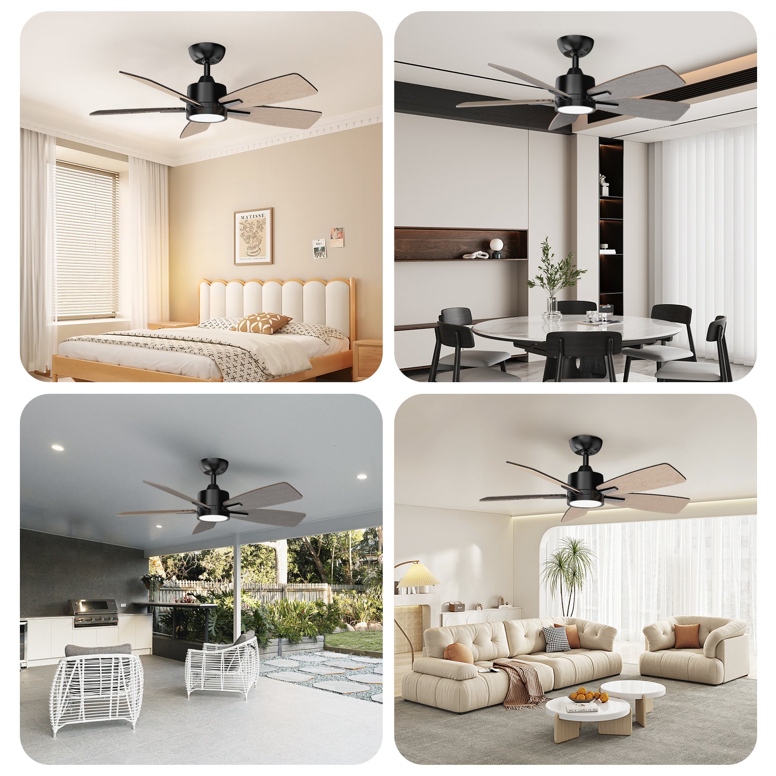 42 Inch Downrod Dimmable Ceiling Fan with Remote Control