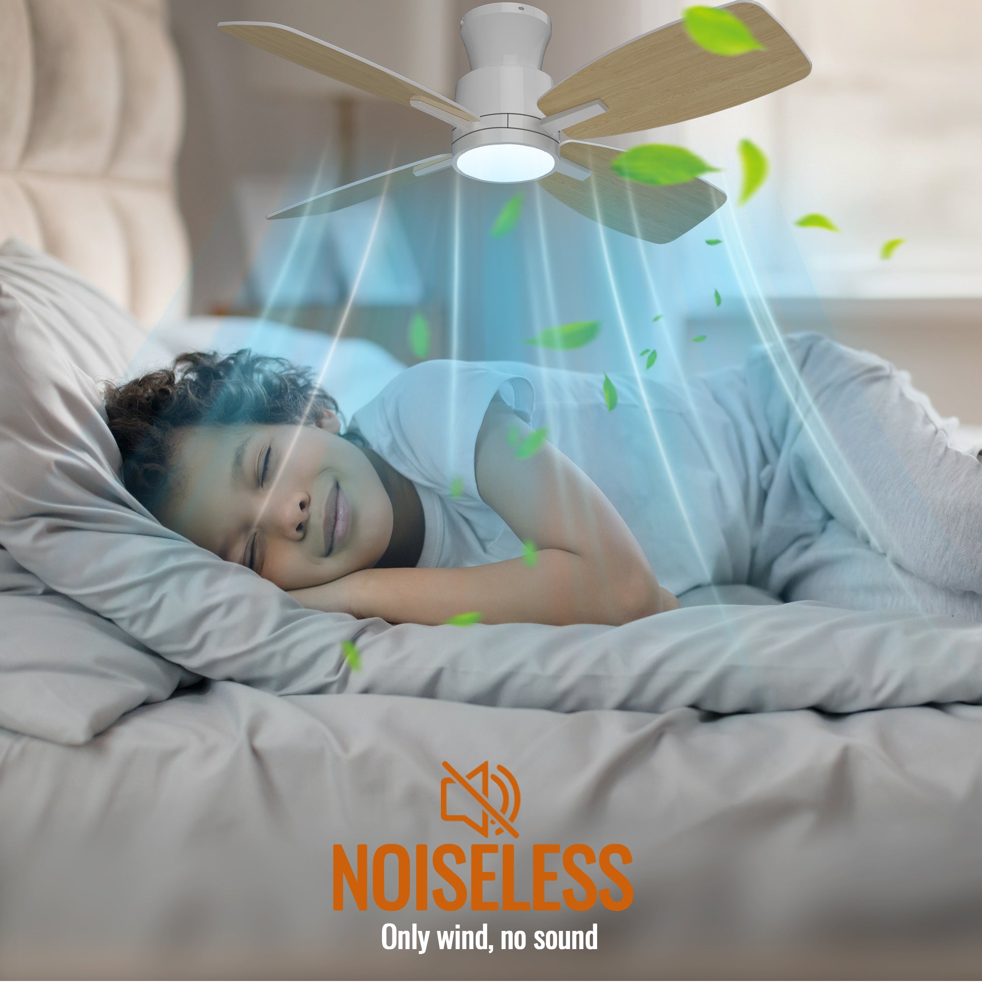 42 Inch LED Flush Mount Ceiling Fan with Remote Control