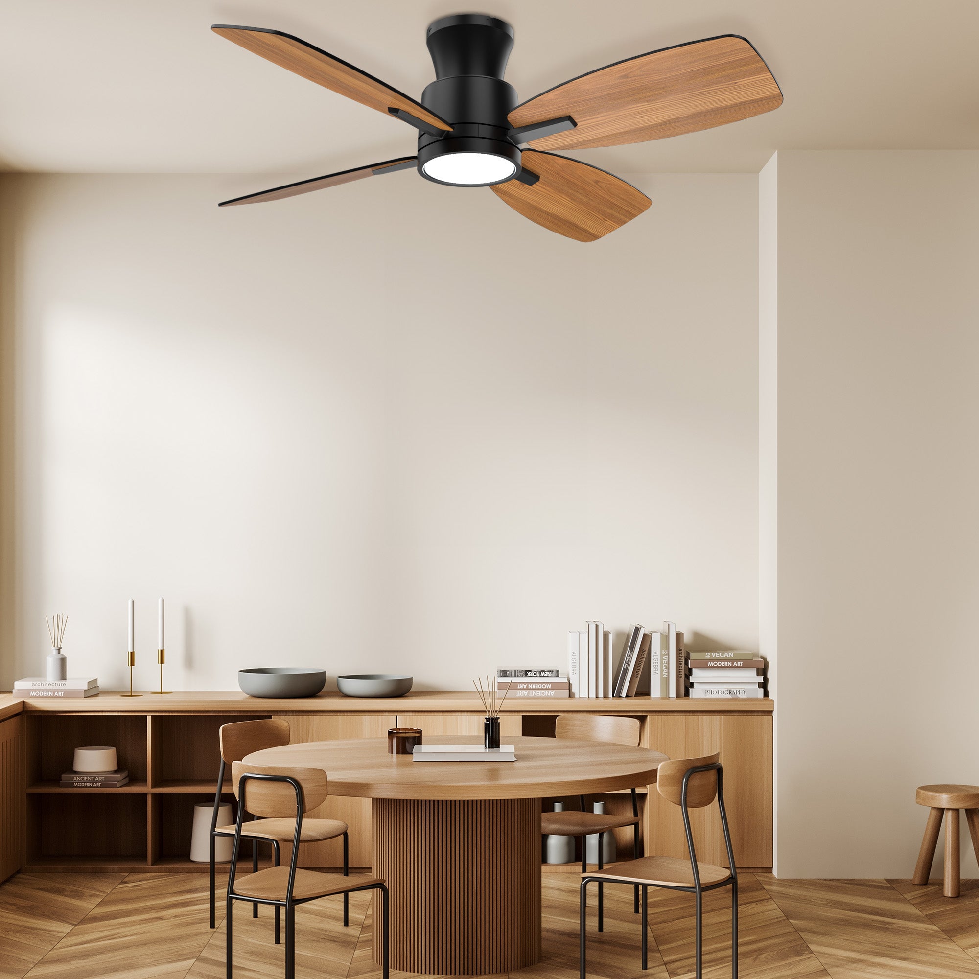 42 Inch LED Flush Mount Ceiling Fan with Remote Control