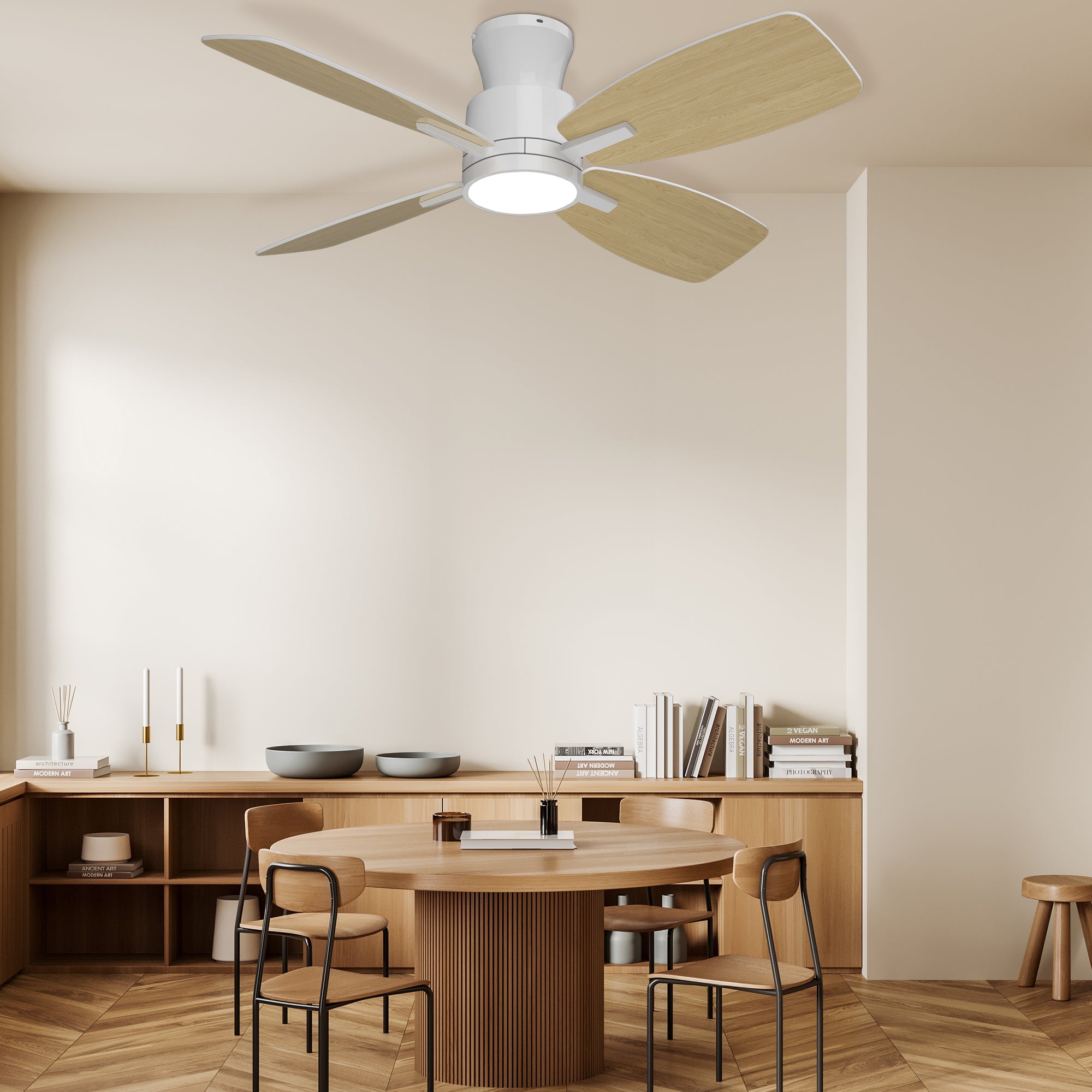 42 Inch LED Flush Mount Ceiling Fan with Remote Control