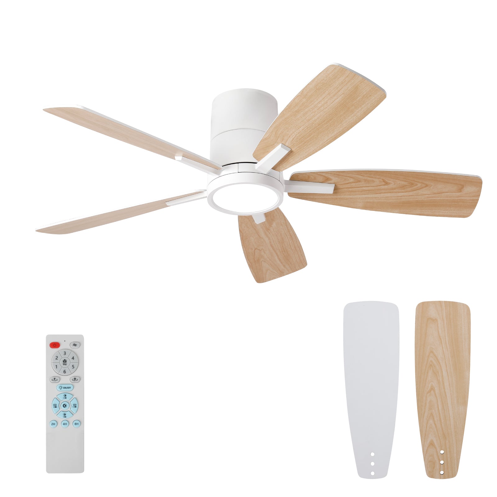 42 Inch Flush Mount Dimmable Ceiling Fan with Remote Control