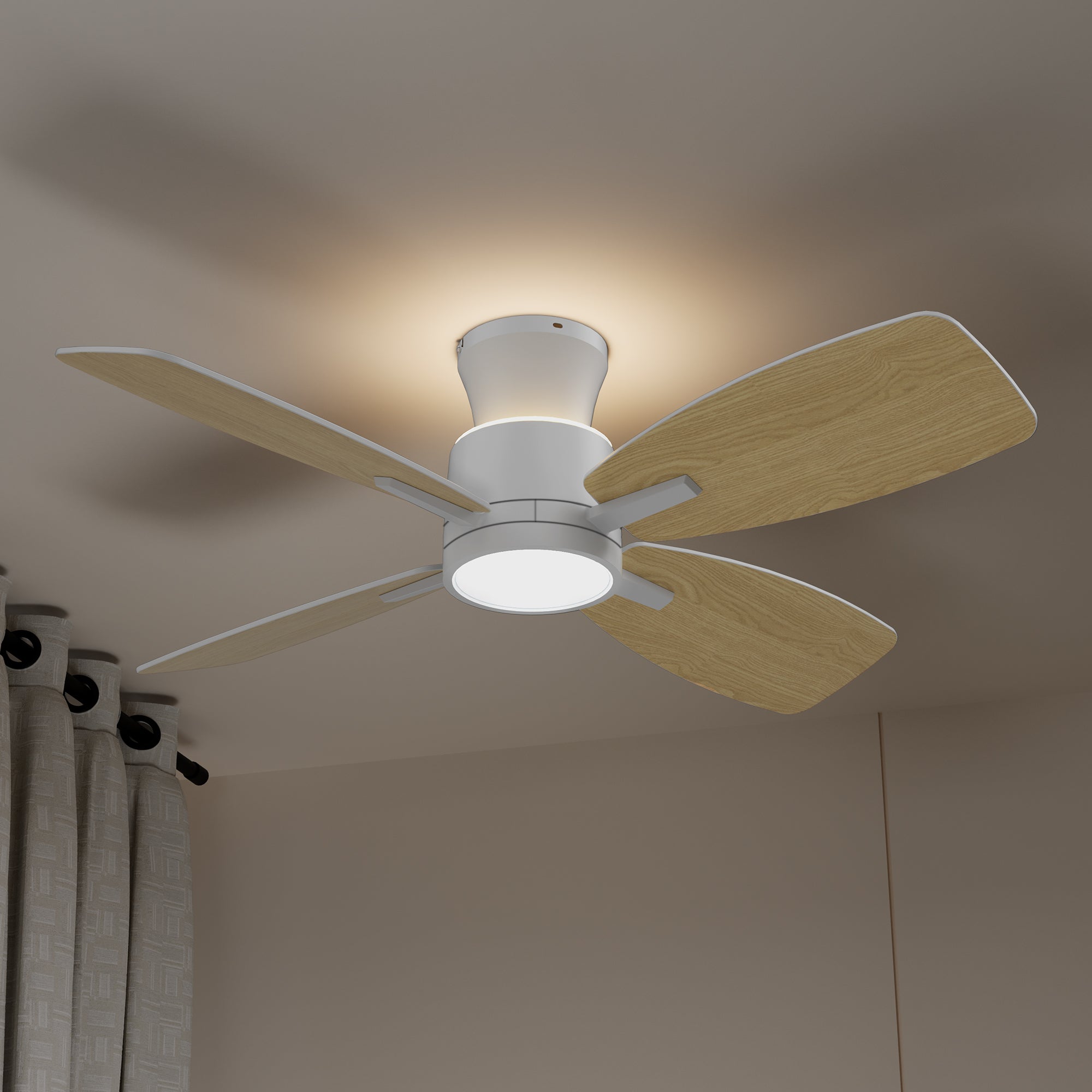 42 Inch LED Flush Mount Ceiling Fan with Remote Control