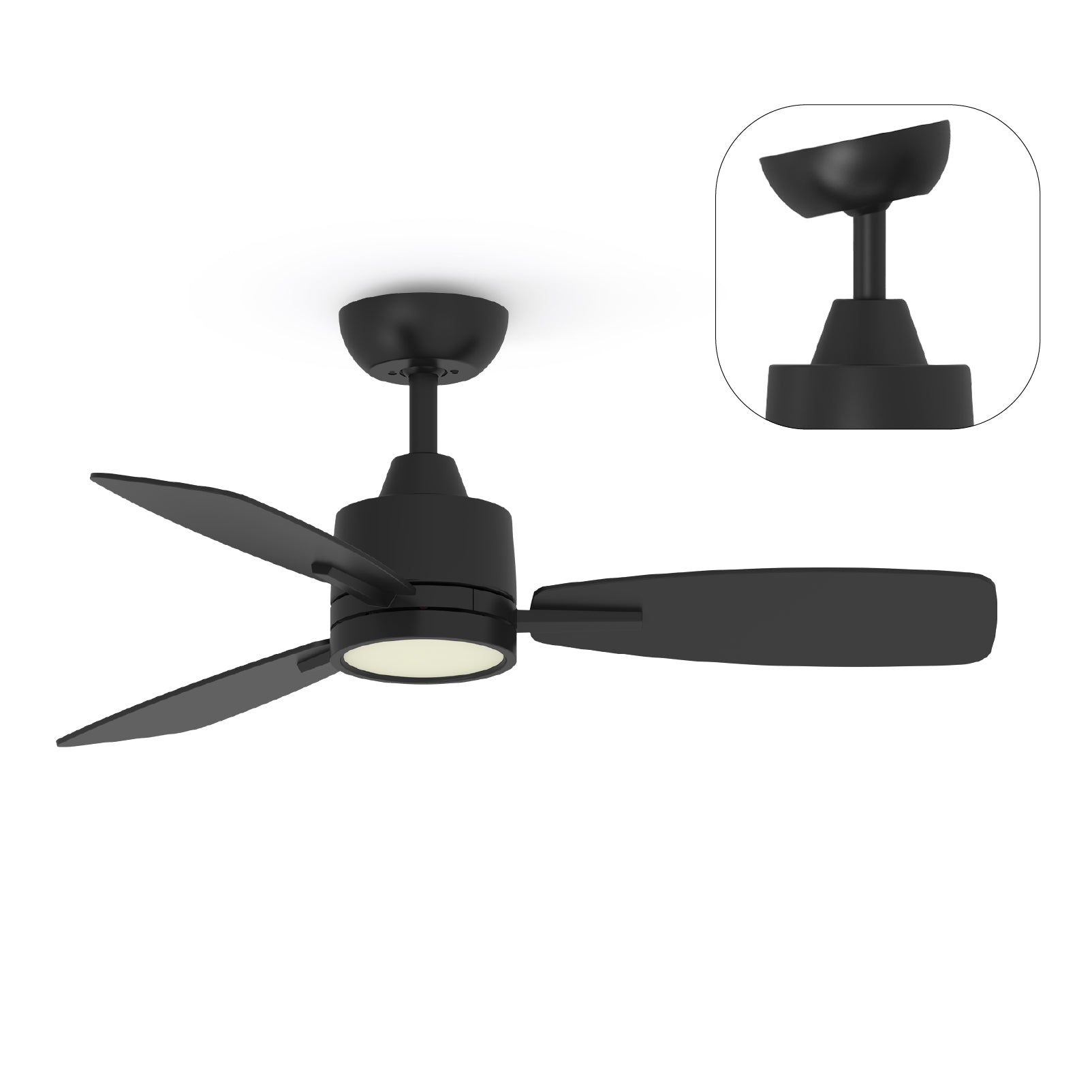 3 Blades Modern Ceiling Fan with LED Lights, 3 Color Temperature