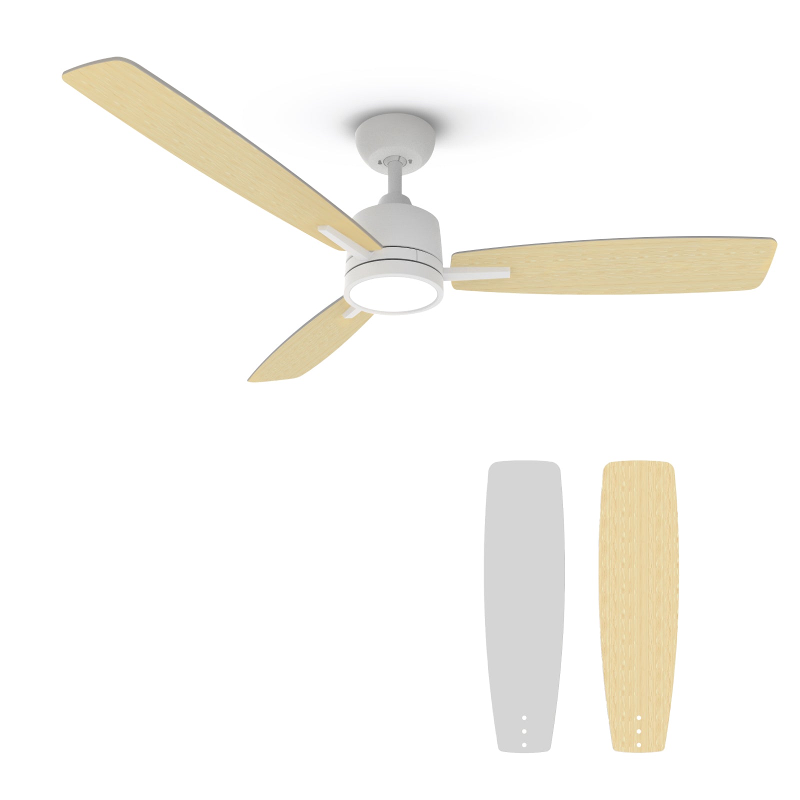 3 Blades Modern Ceiling Fan with LED Lights, 3 Color Temperature