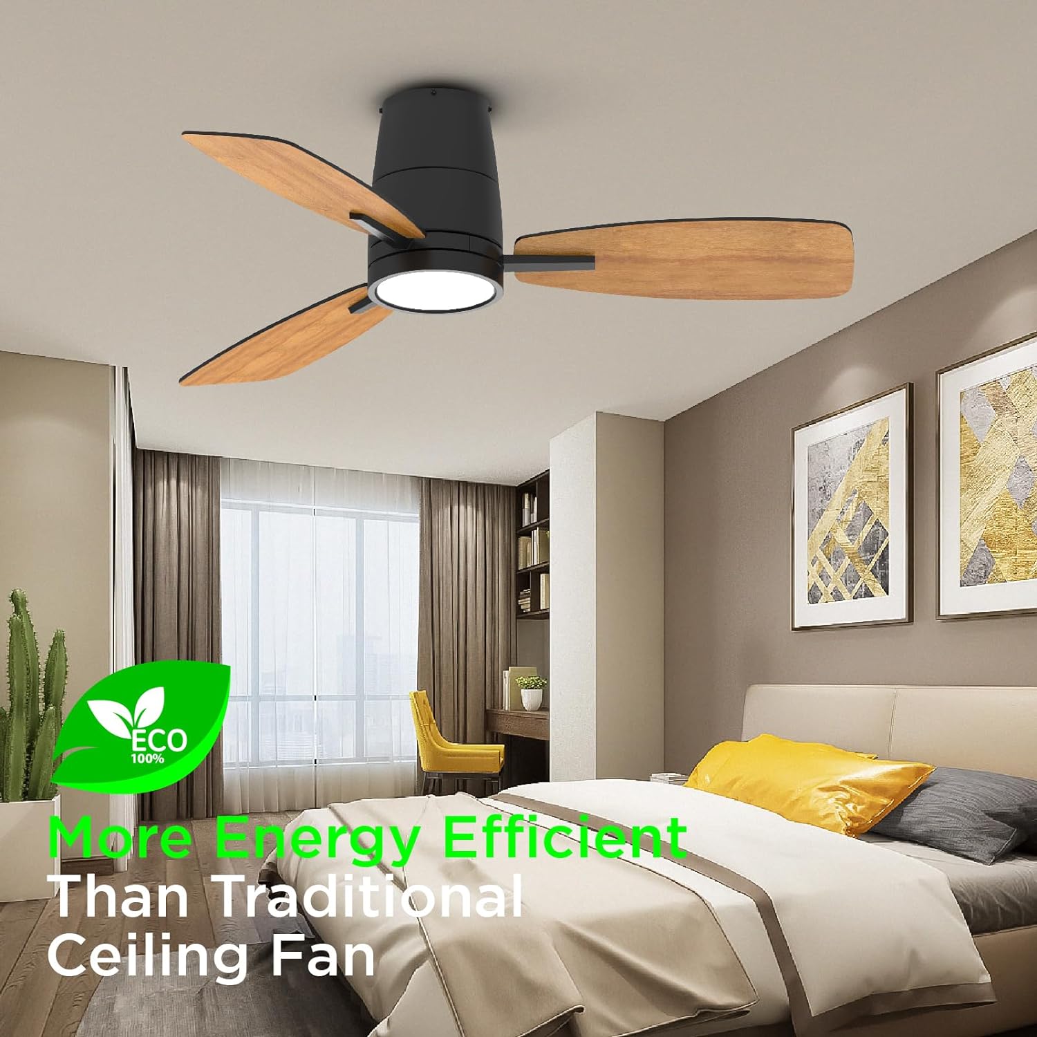 42 Inch Reversible Ceiling Fan with LED Light, Noiseless
