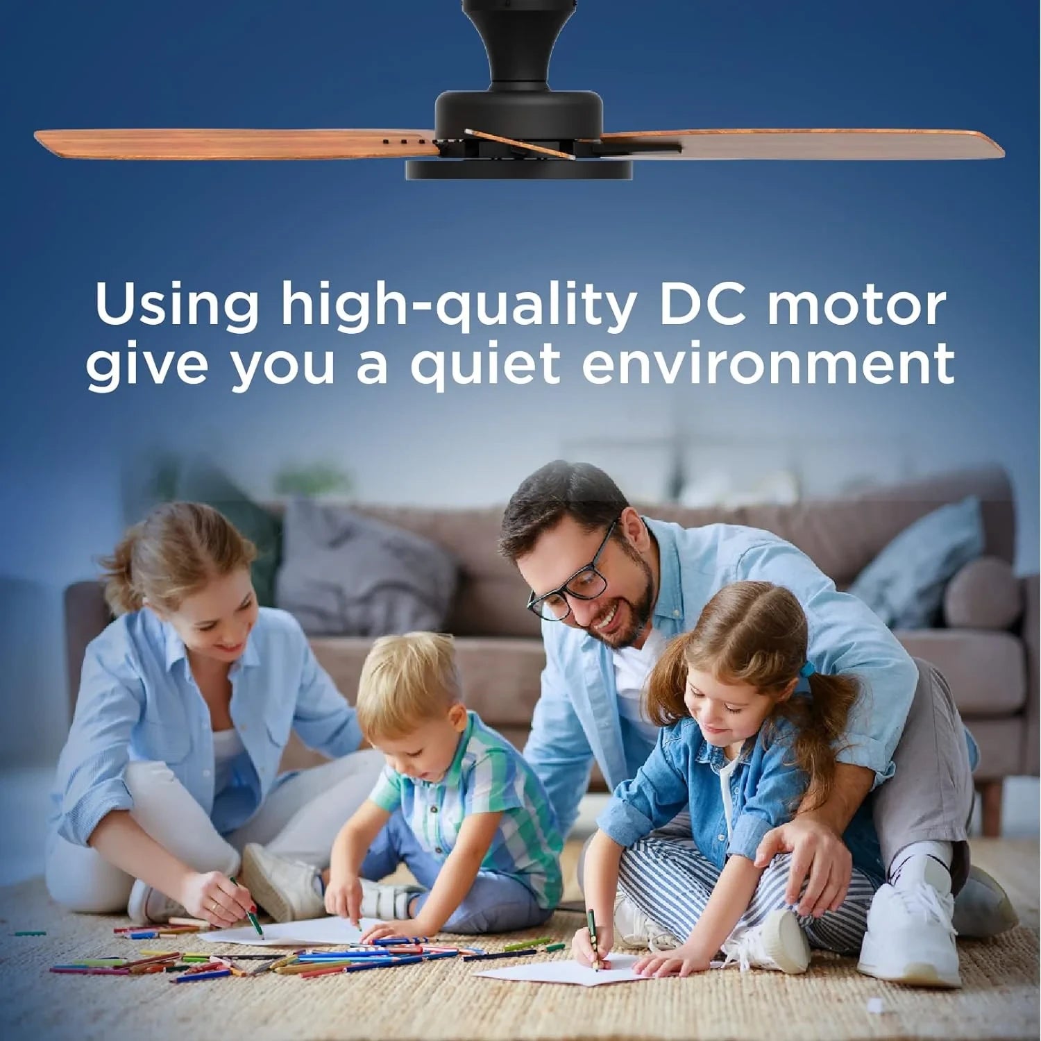 46“ Flush Mount Ceiling Fan with Back Light for Bedroom