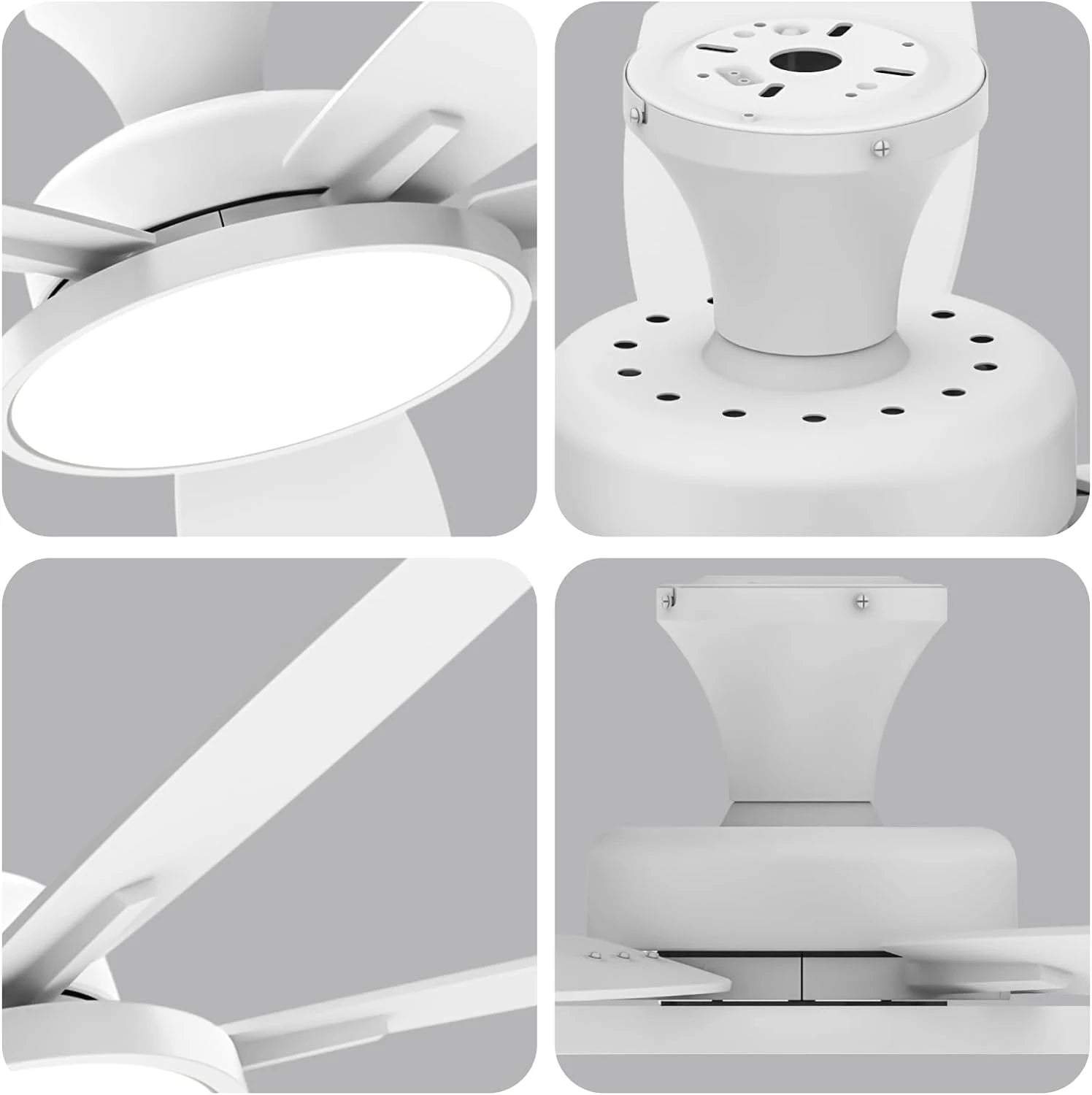 52 inch Indoor Ceiling Fan with LED Light, Stepless 3 CCT