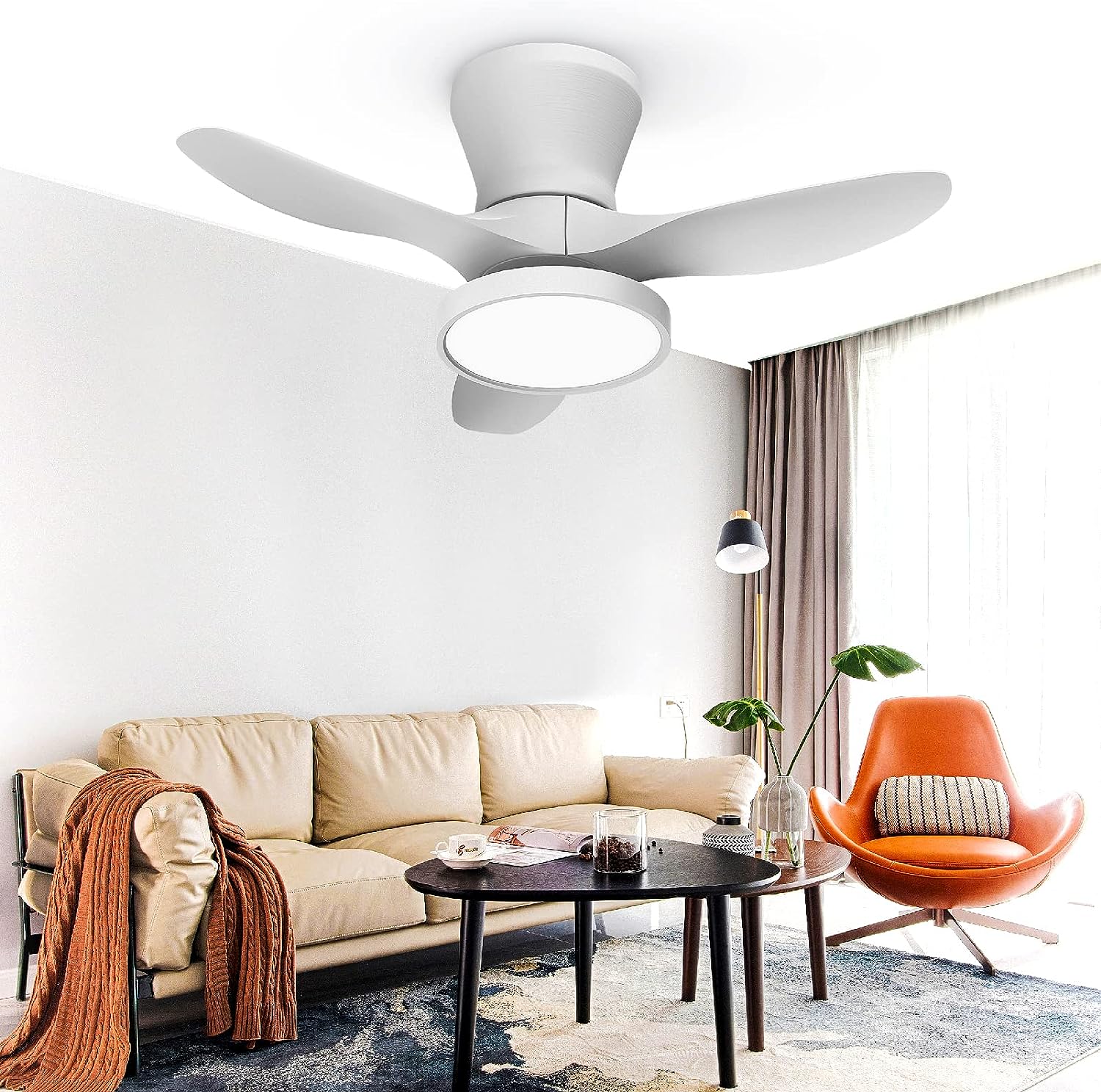 32 Inch Modern Ceiling Fan with Light
