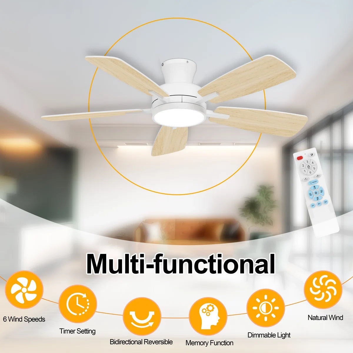 46 Inch Dimmable Reversible Flush Mount Ceiling Light