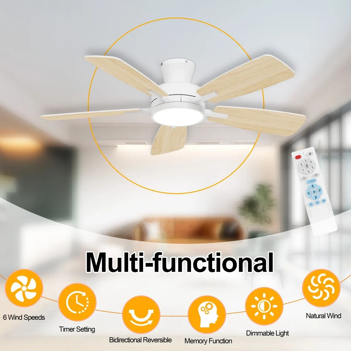 46“ Low Profile LED Ceiling Fan with Back Light