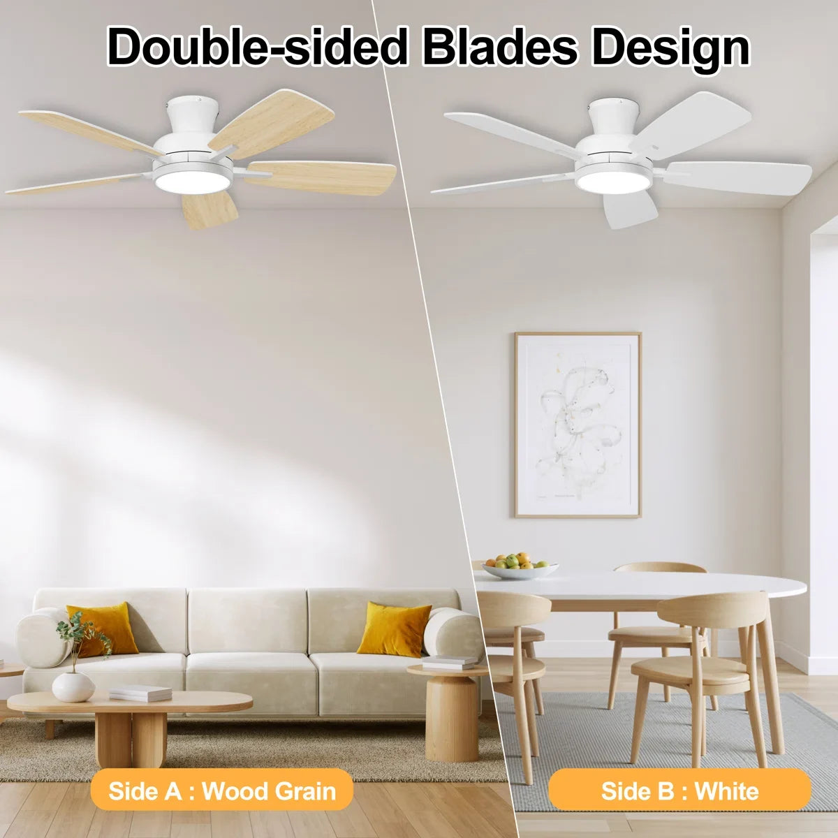 46 Inch Dimmable Reversible Flush Mount Ceiling Light