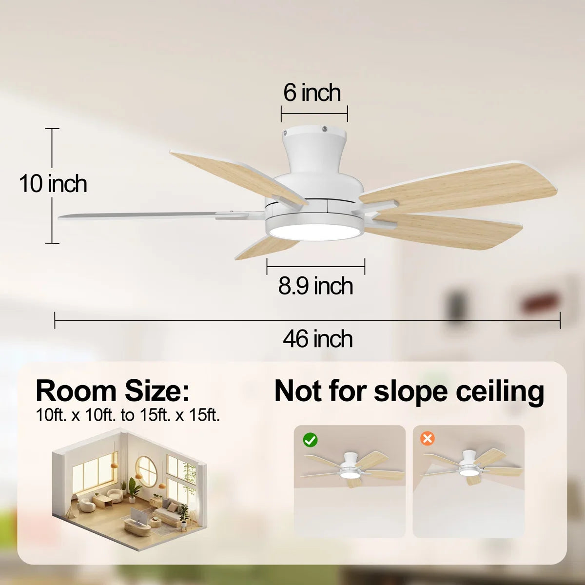 46 Inch Dimmable Reversible Flush Mount Ceiling Light