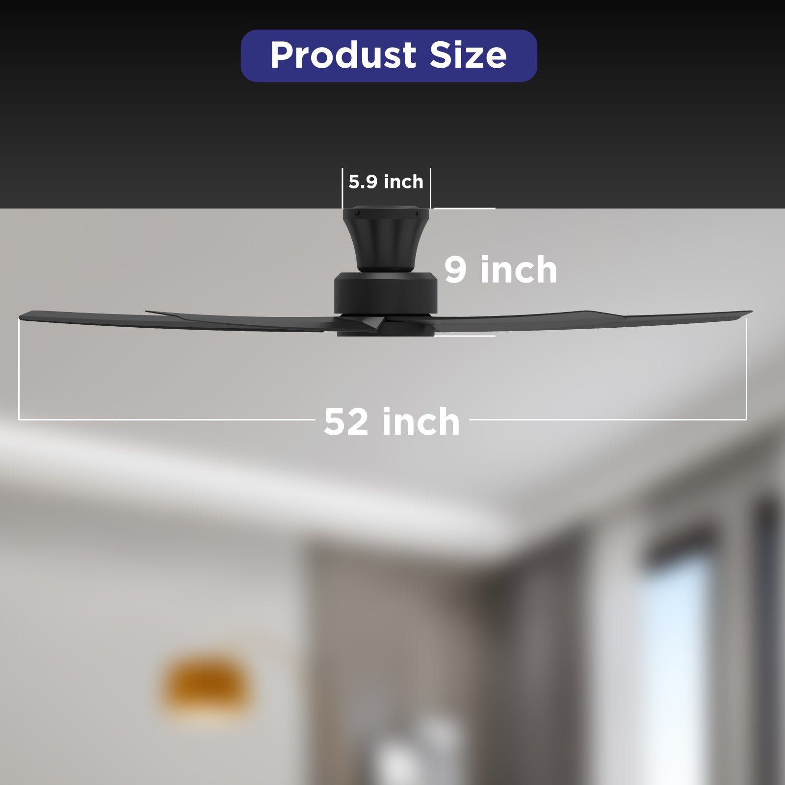 52-Inch Flush Mount Ceiling Fan with LED Lights