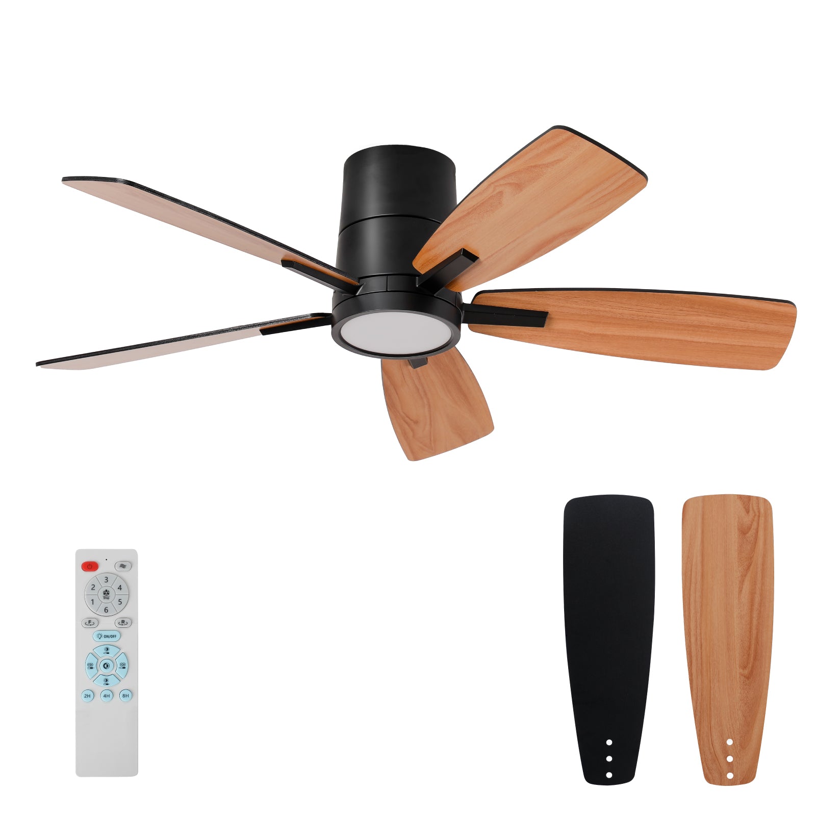 42 Inch Flush Mount Dimmable Ceiling Fan with Remote Control