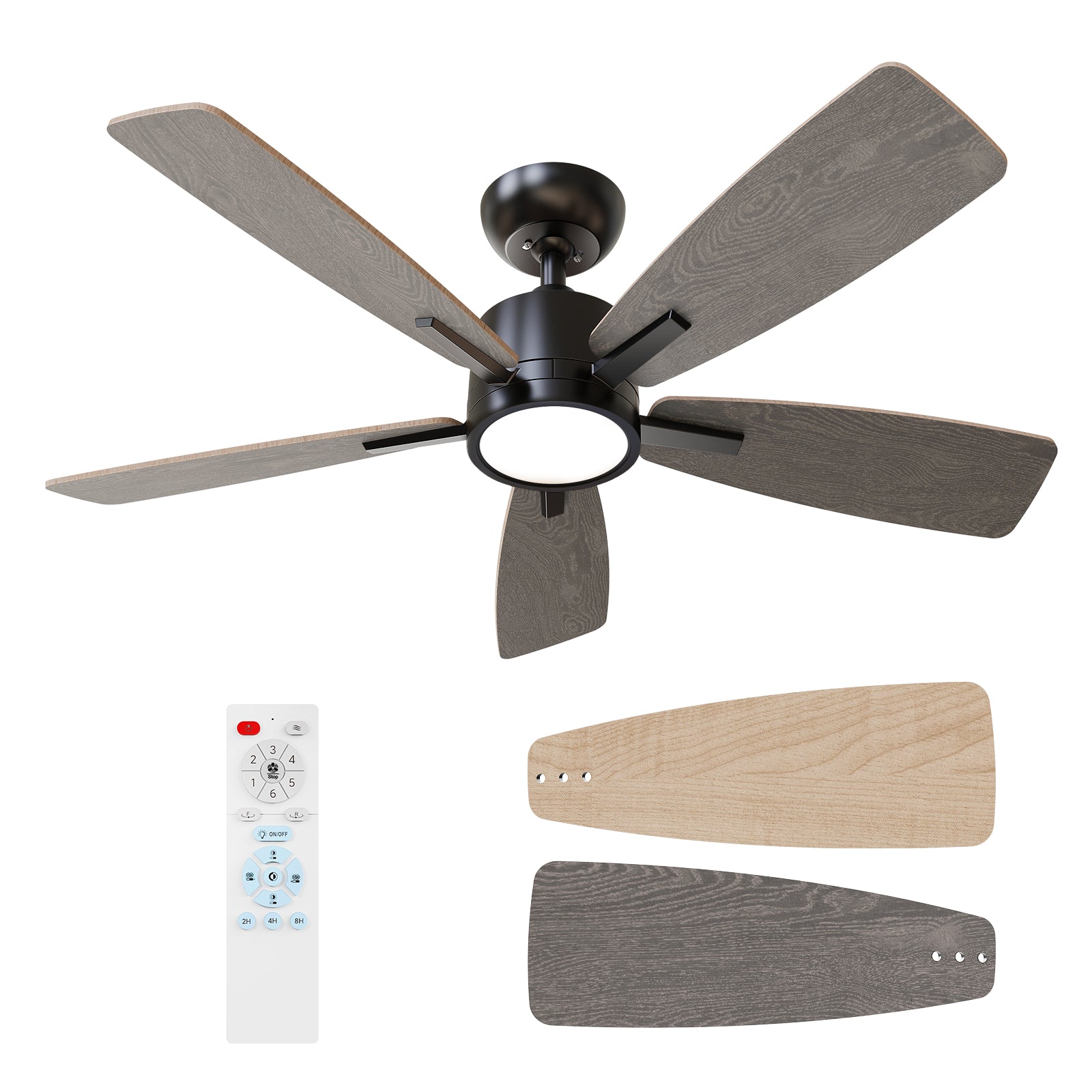 42 Inch Downrod Dimmable Ceiling Fan with Remote Control
