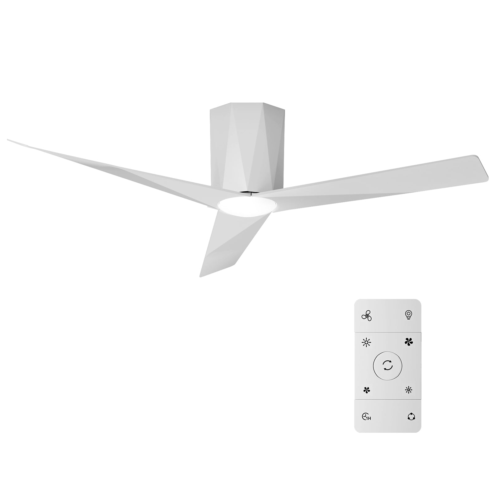 52 Inch Flush Mount Ceiling Fans with Led Dimmable Lights