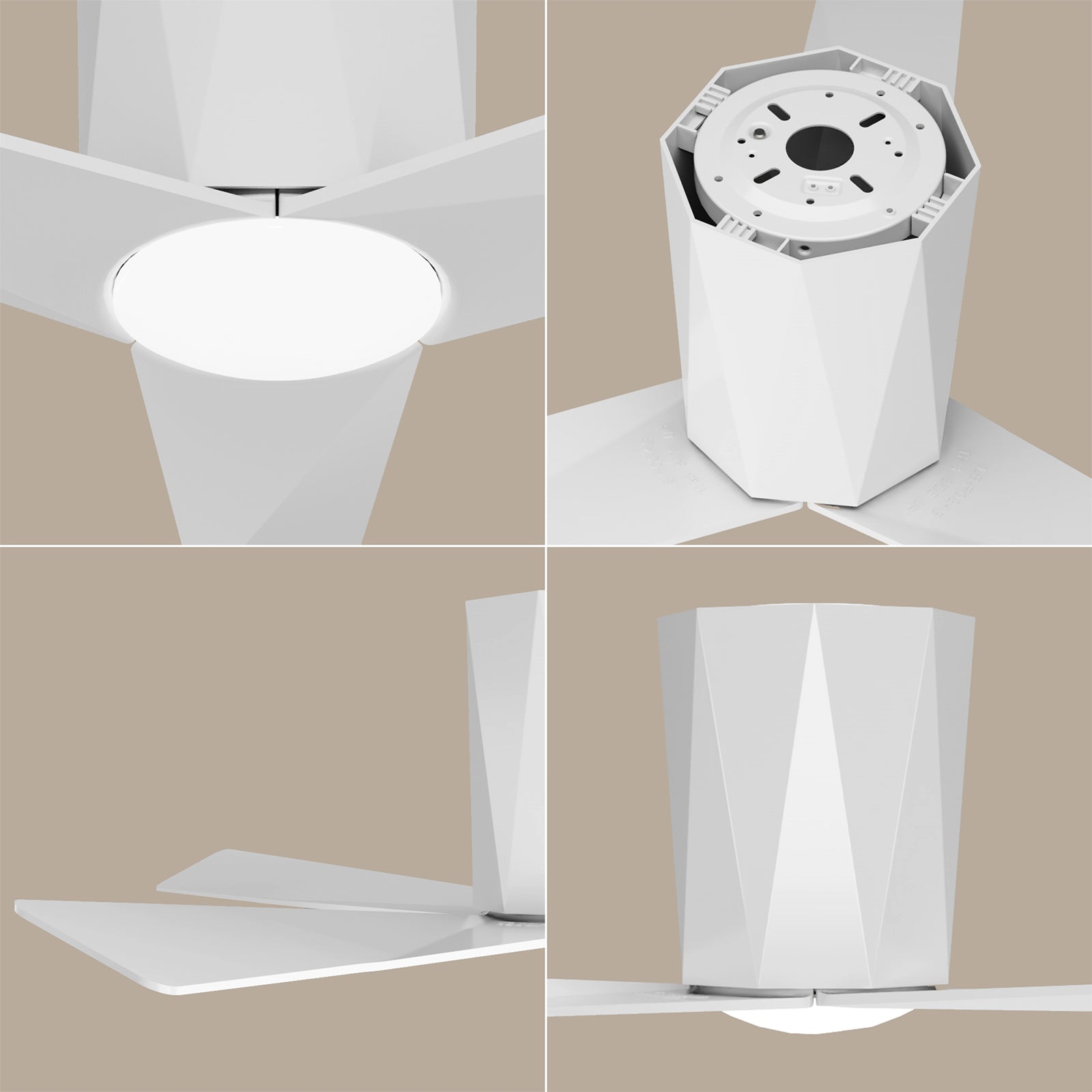 52 Inch Flush Mount Ceiling Fans with Led Dimmable Lights
