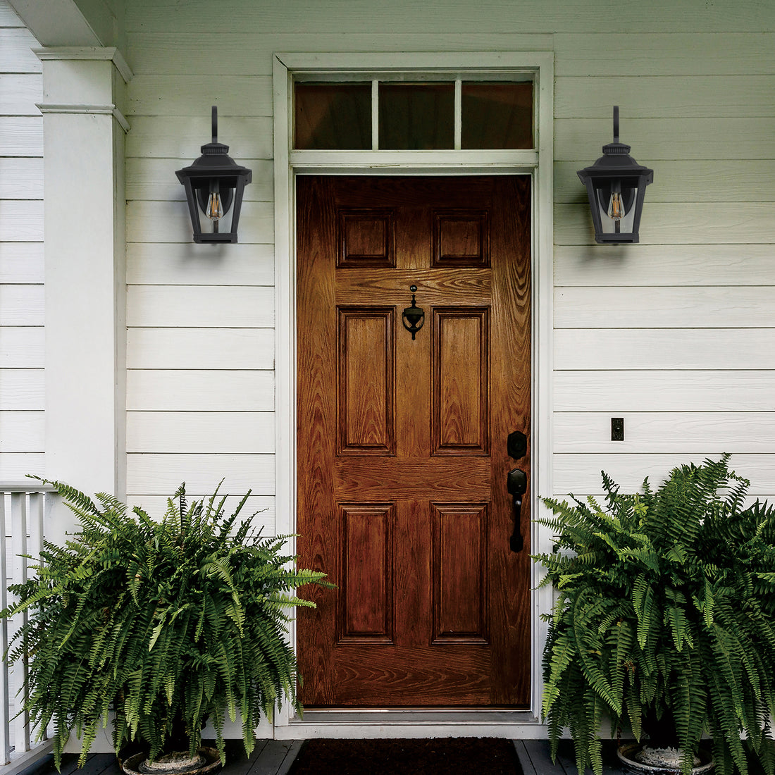 Black Waterproof Wall Sconce with Clear Glass Panels