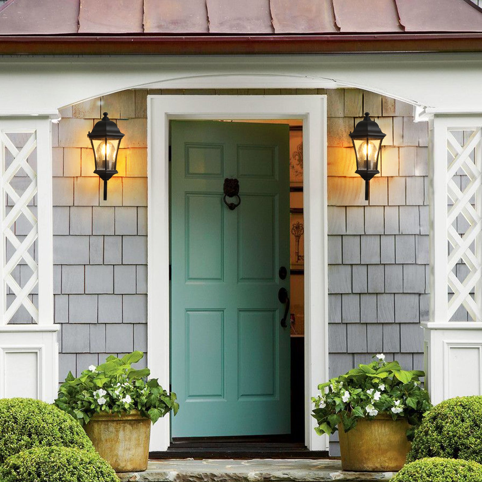 Outdoor Wall Light with Glass Shade Lighting Sensor