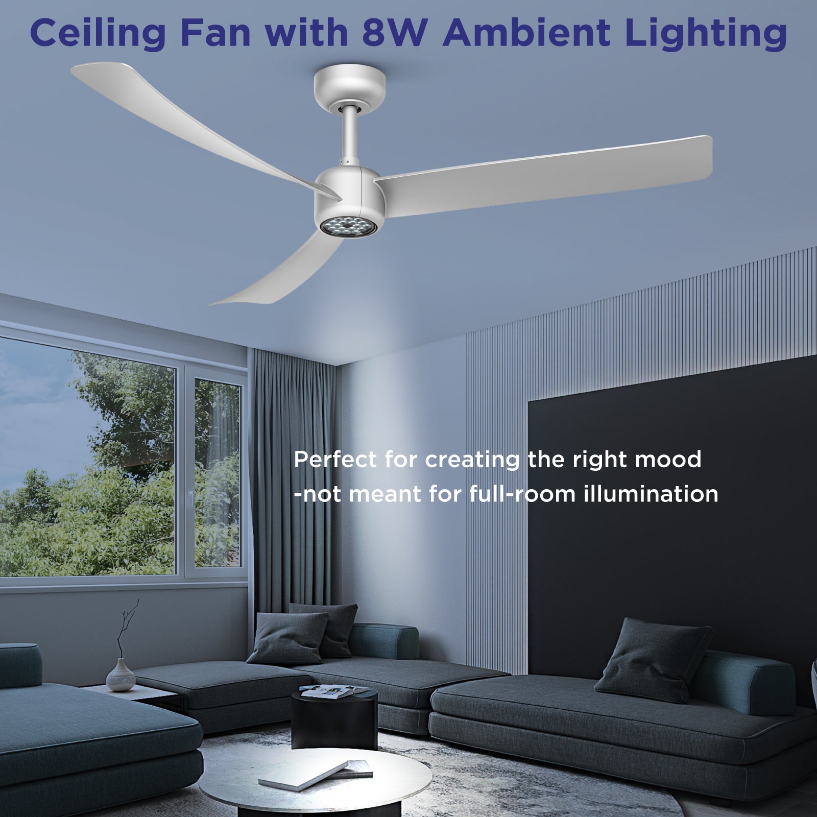 I3 52 Inch Downrod LED Fan Lighting, ABS Blades