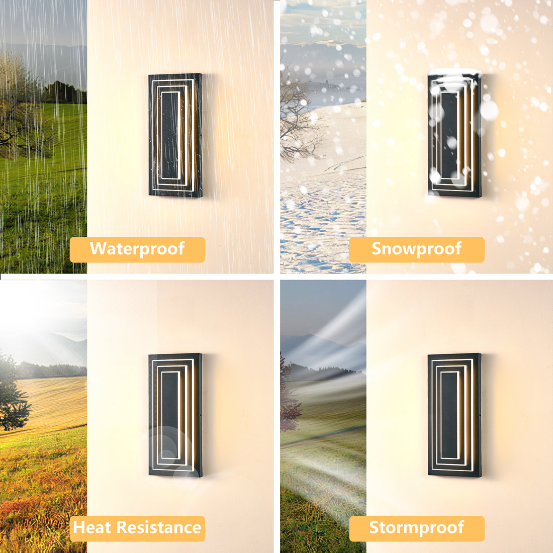 Modern Outdoor Wall Sconce Light, 2 Set