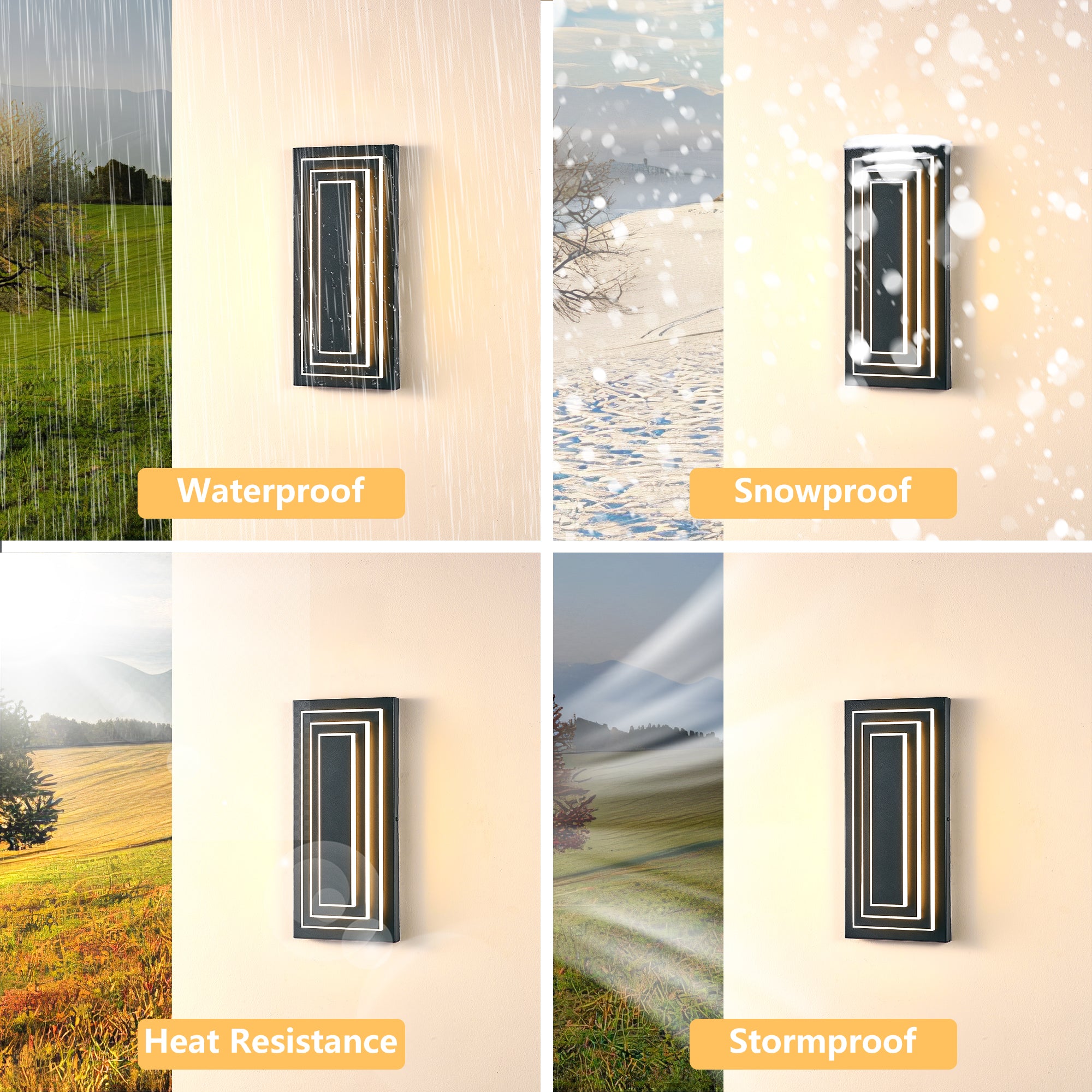 Modern Outdoor Wall Sconce Light, 2 Set