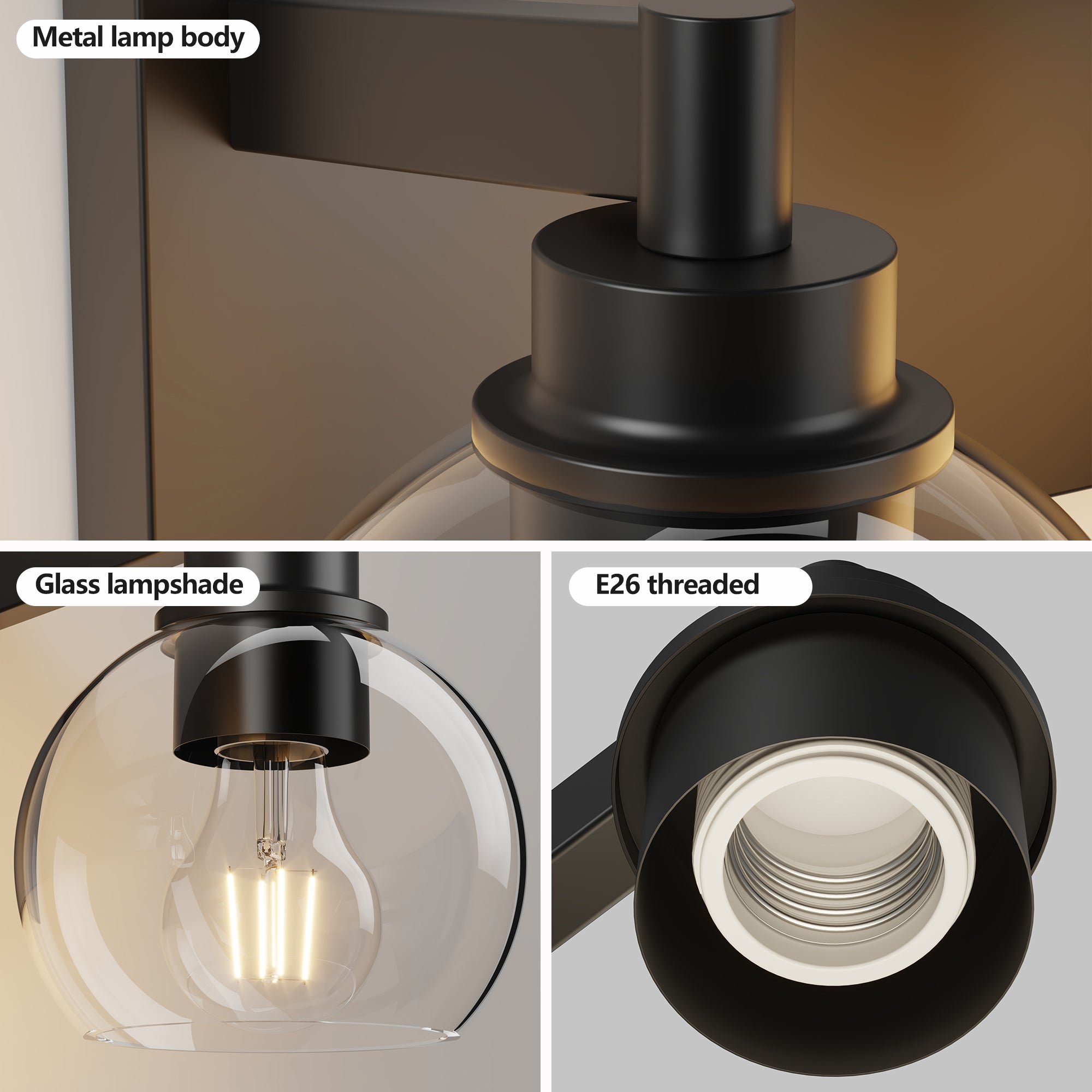 Modern Wall Sconces with Clear Glass Globe Shade