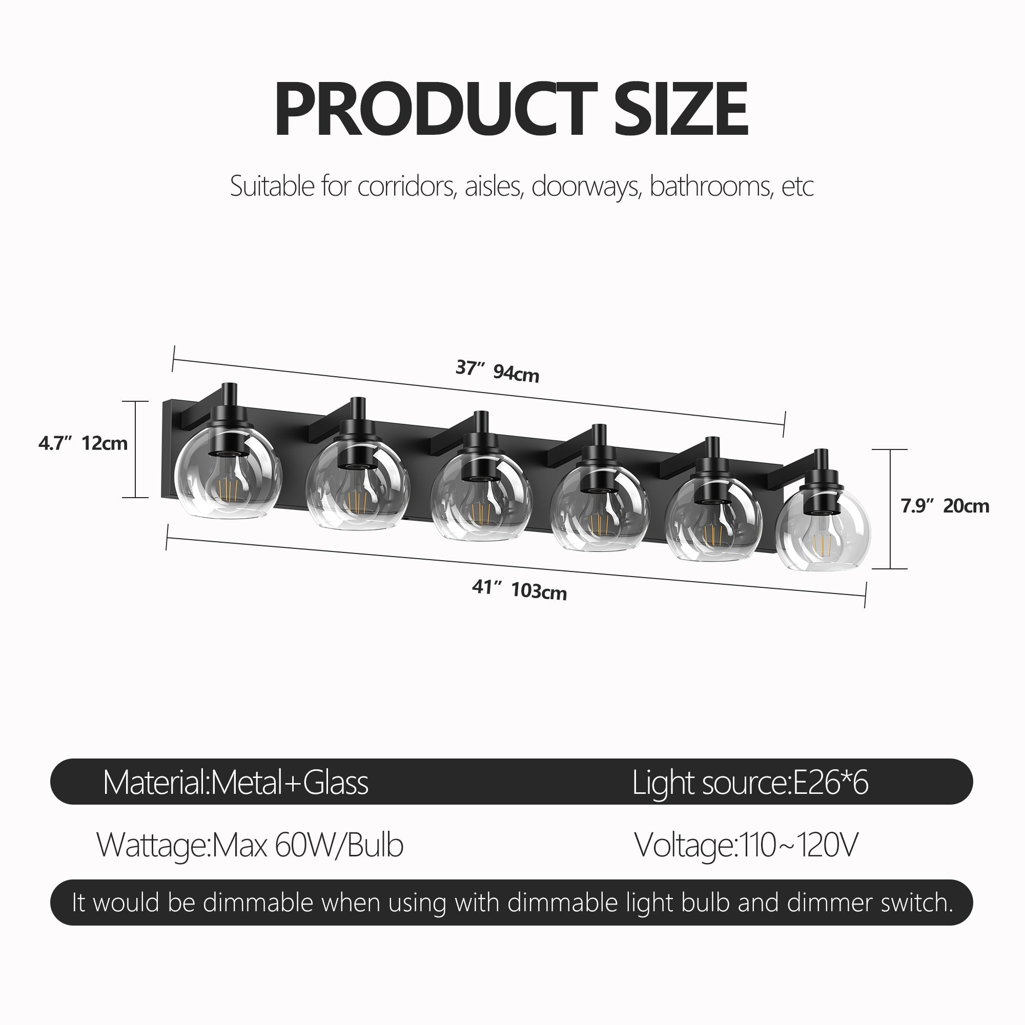 Modern Wall Sconces with Clear Glass Globe Shade