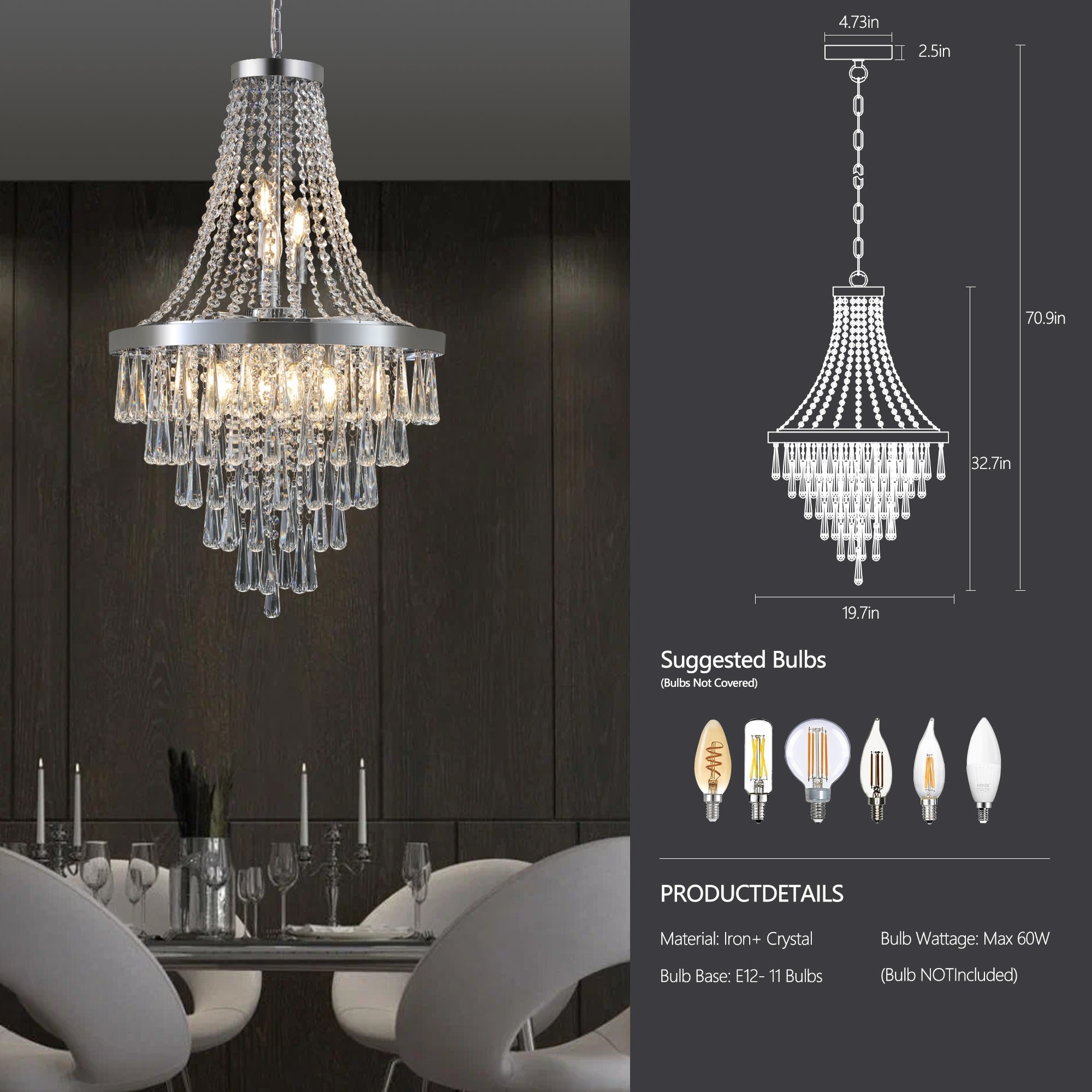 Crystal Empire Chandeliers Light Fixture