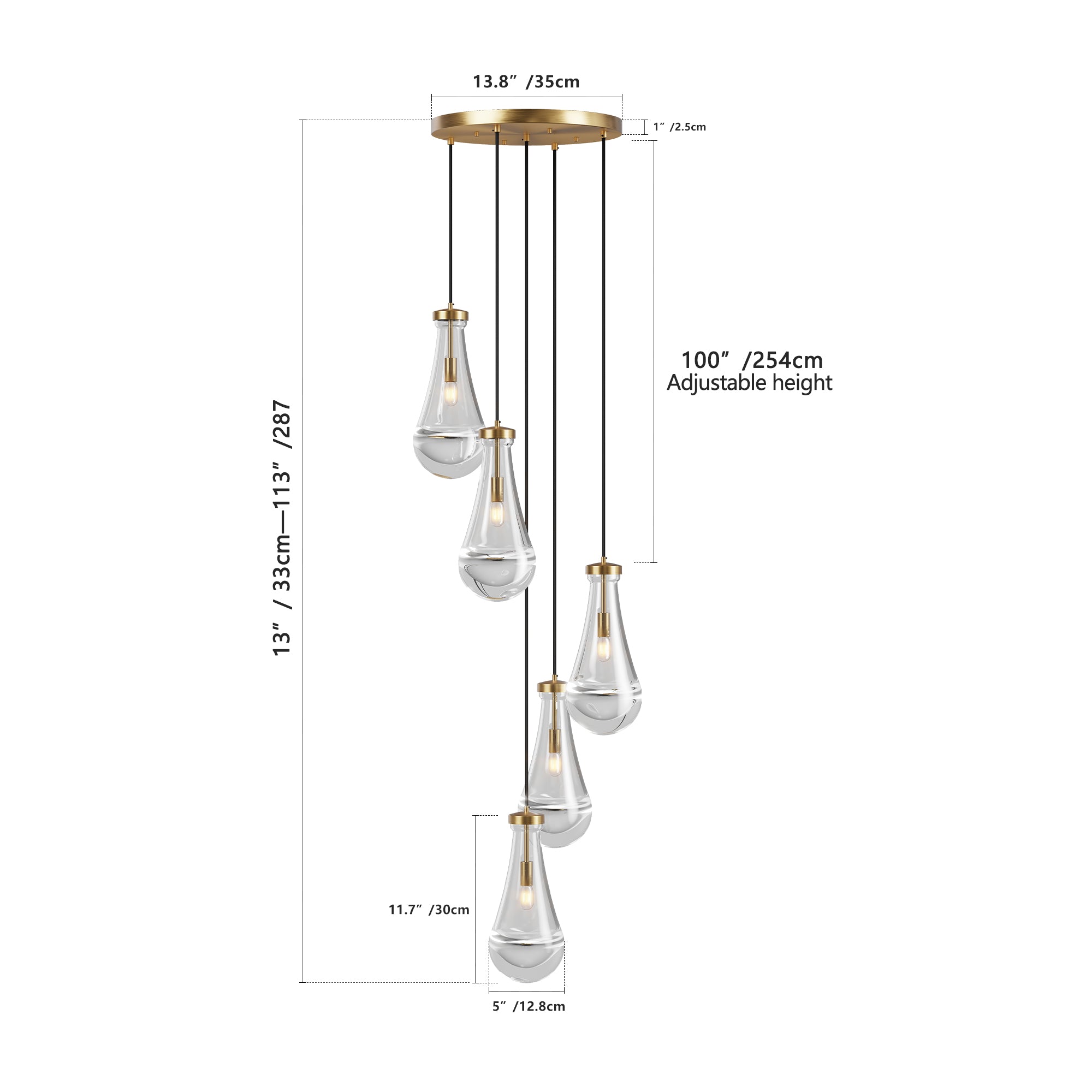 Hanging Raindrop Cluster Pendant Light