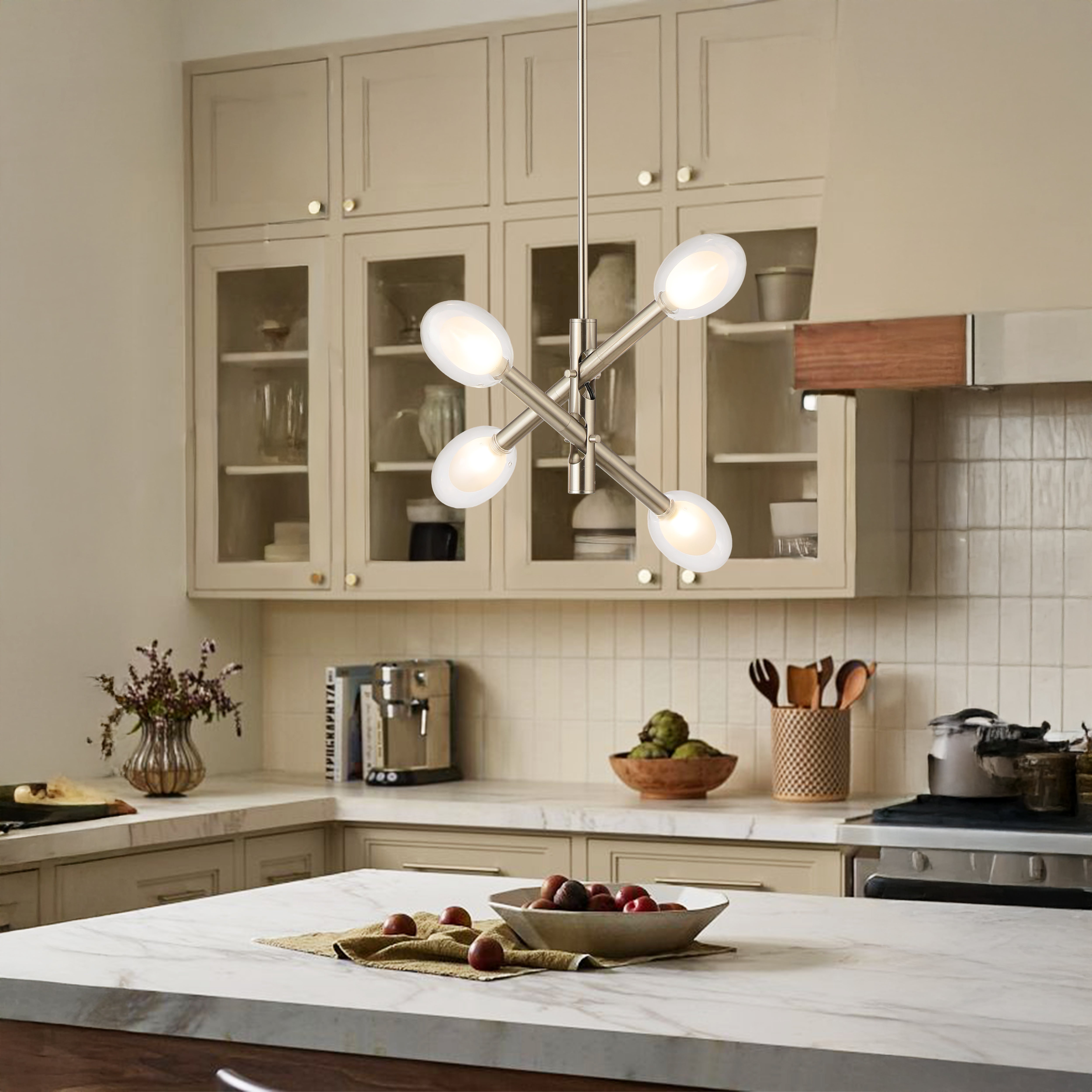 Double-glazed Glass Swing Arm Chandelier