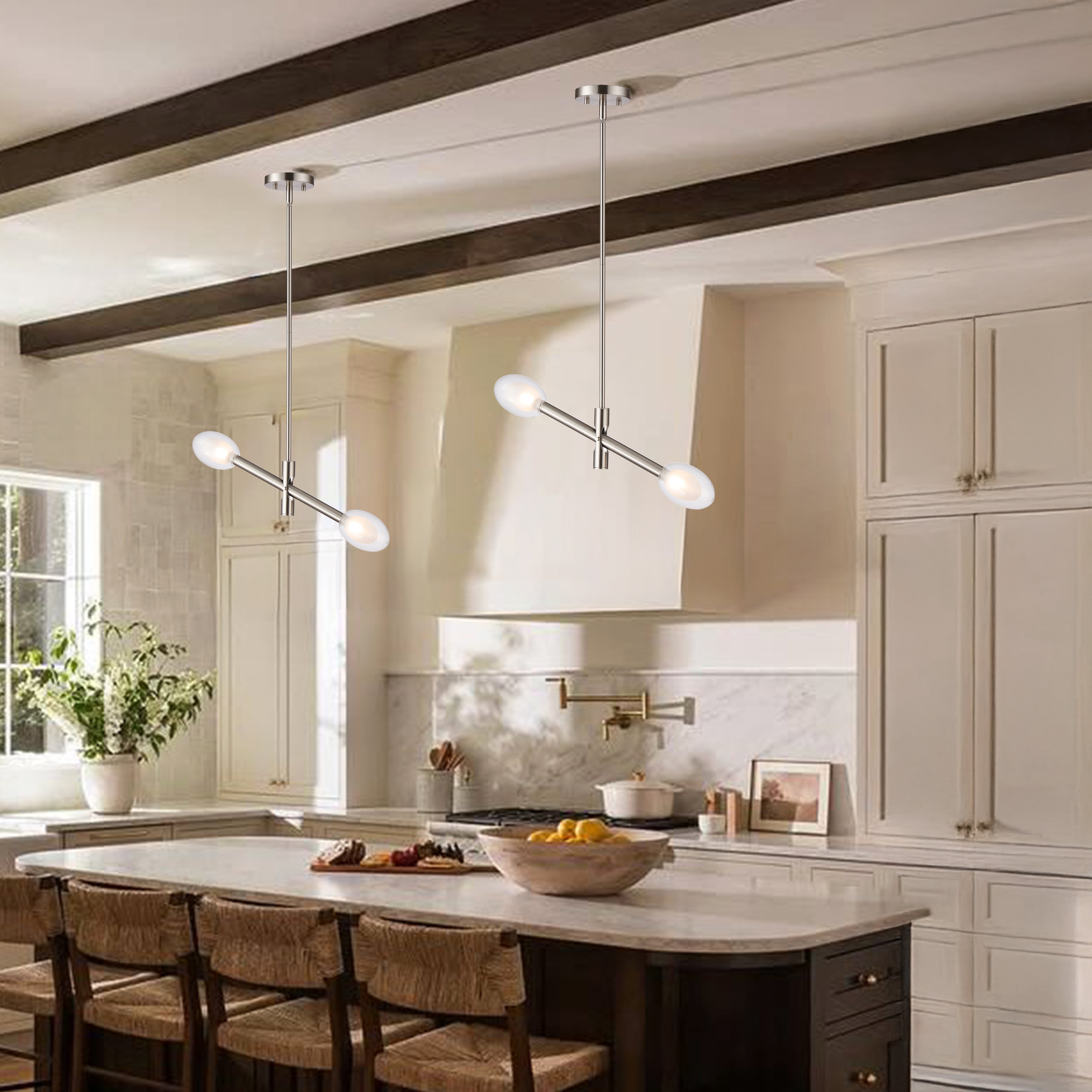 Double-glazed Glass Swing Arm Chandelier