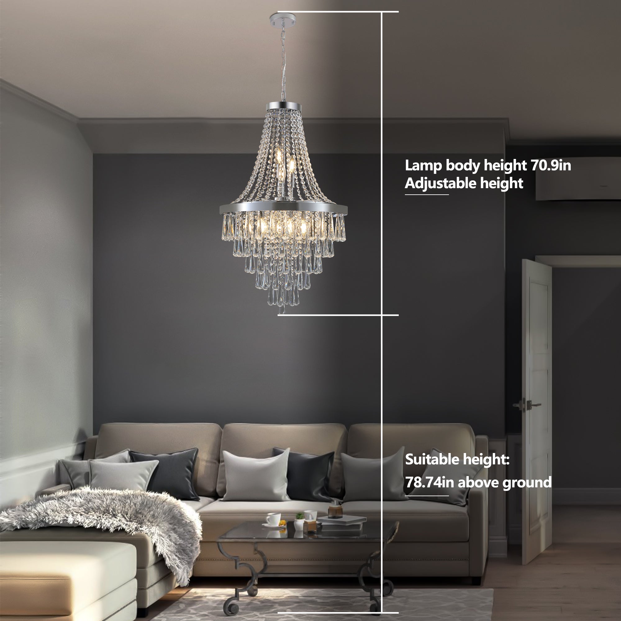 Modern Hanging K9 Crystal Chandelier Light Fixture