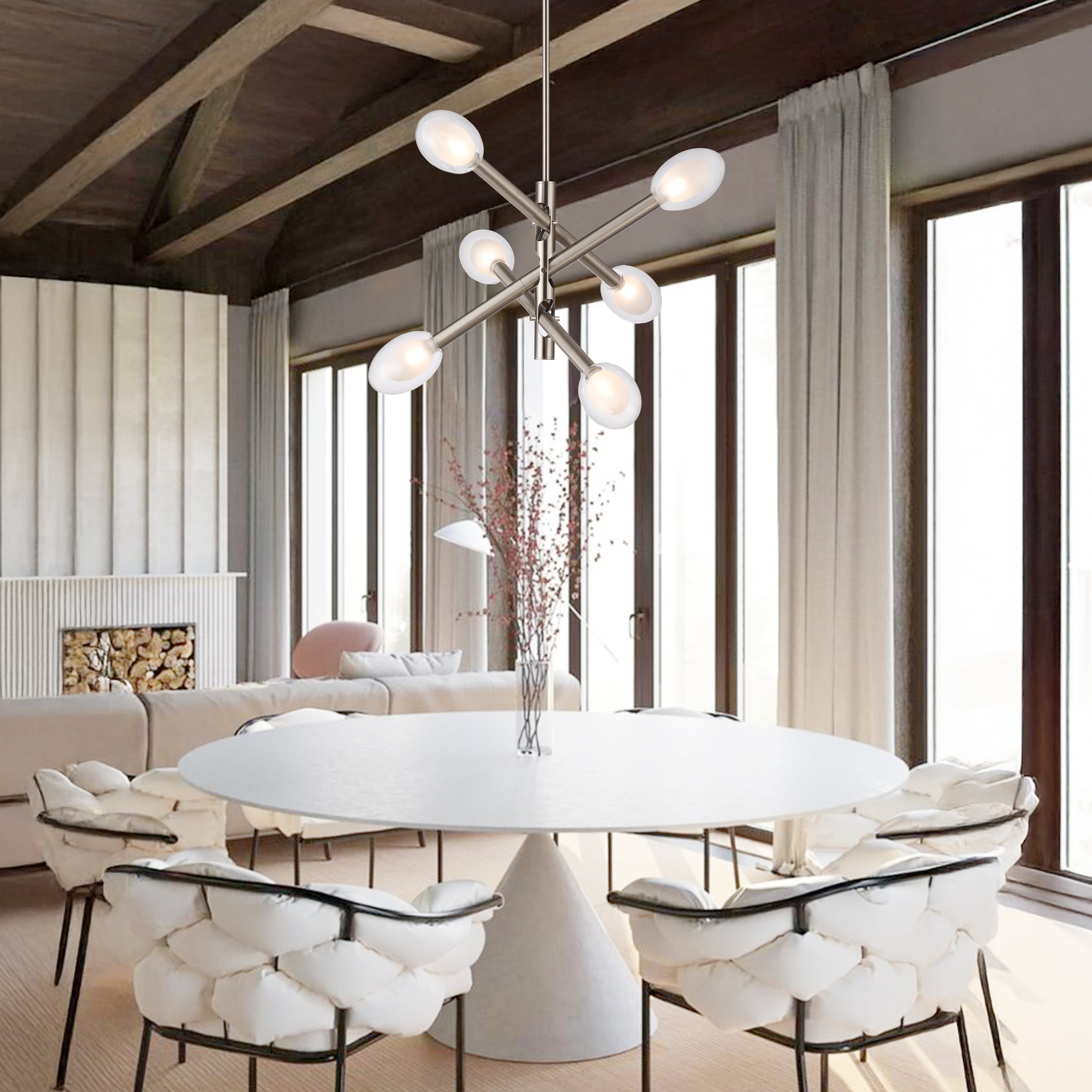 Double-glazed Glass Swing Arm Chandelier