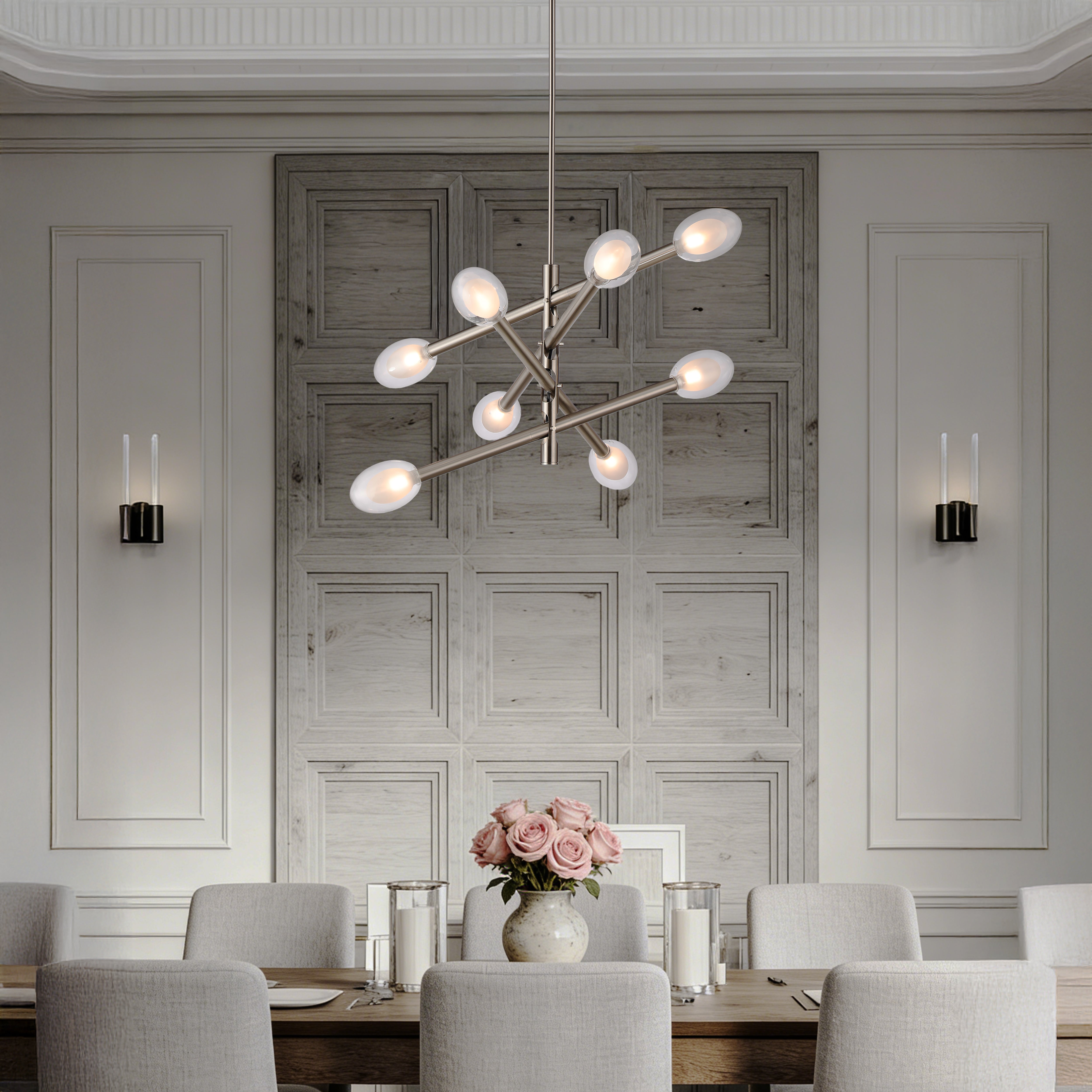 Double-glazed Glass Swing Arm Chandelier