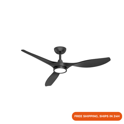 52" Ceiling Fan with Light and Remote, Modern Design for Indoor