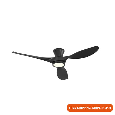 52" Flush Mount Ceiling Fan with Light, Stepless 3 Color Temperature