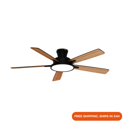 52" Flush Ceiling Fan with Light with Plywood Blades