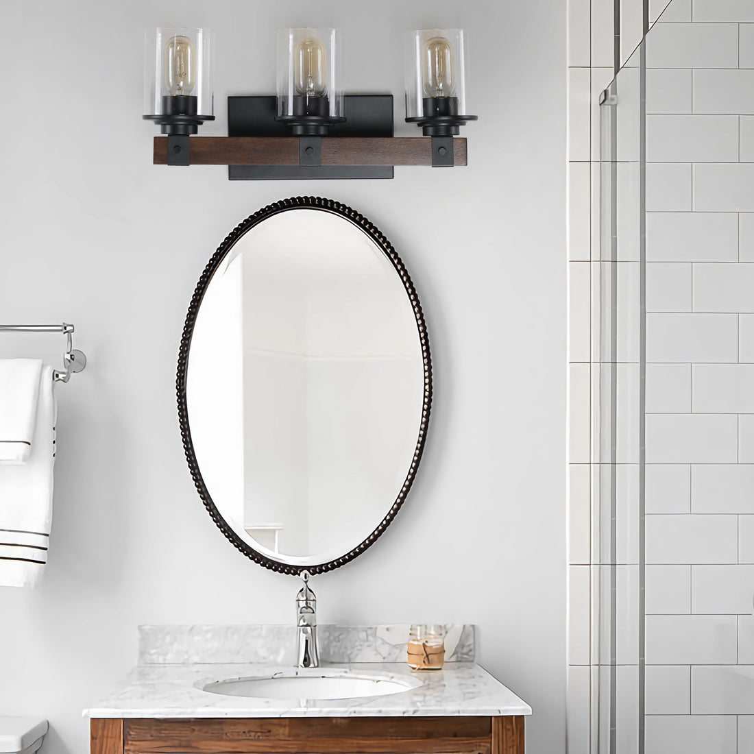 Farmhouse Bathroom Wood Wall Light