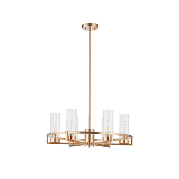 Antique Brass Modern Column Glass Chandeliers