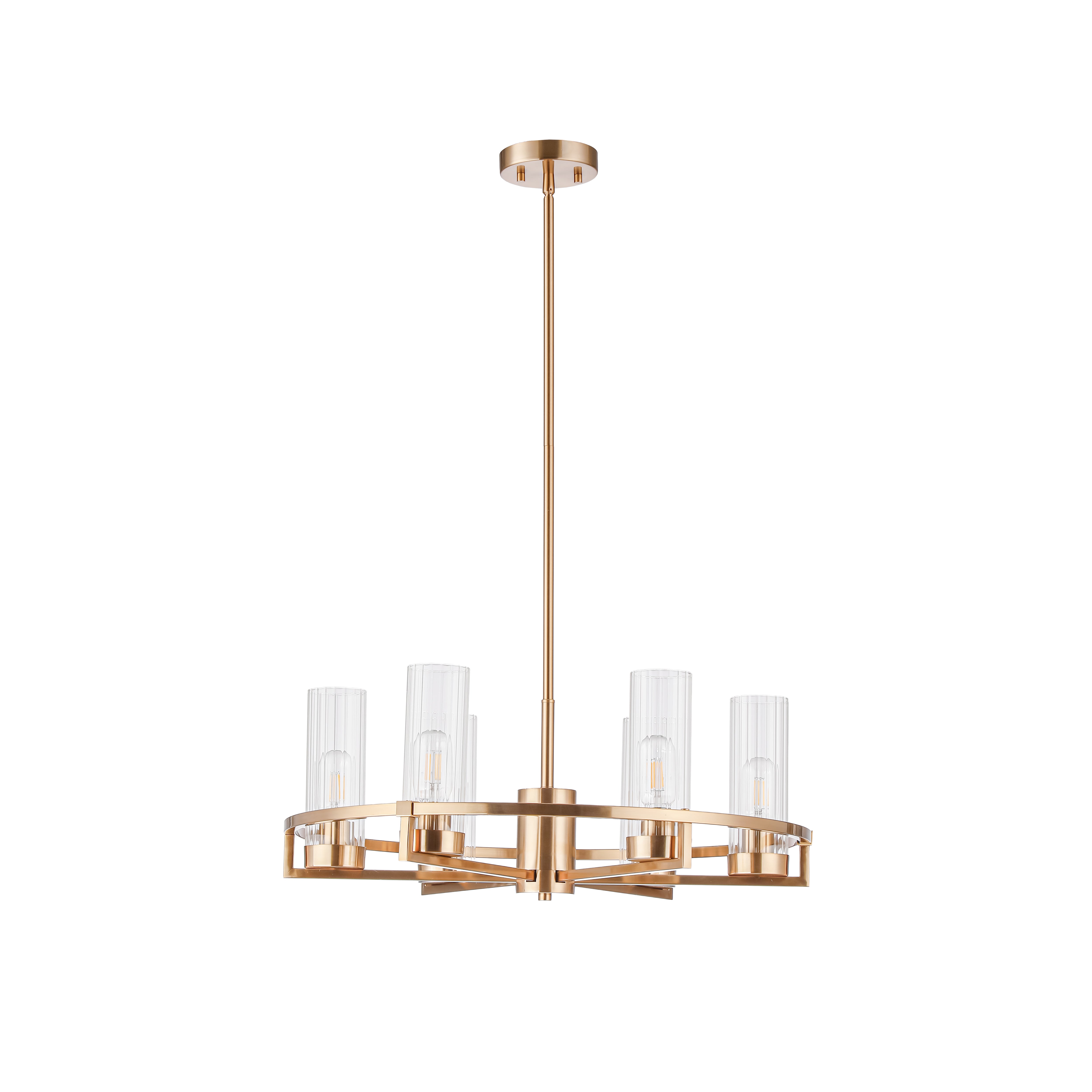 Antique Brass Modern Column Glass Chandeliers