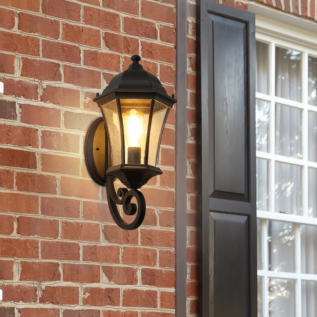 Outdoor Wall Light with Glass Shade Lighting Sensor