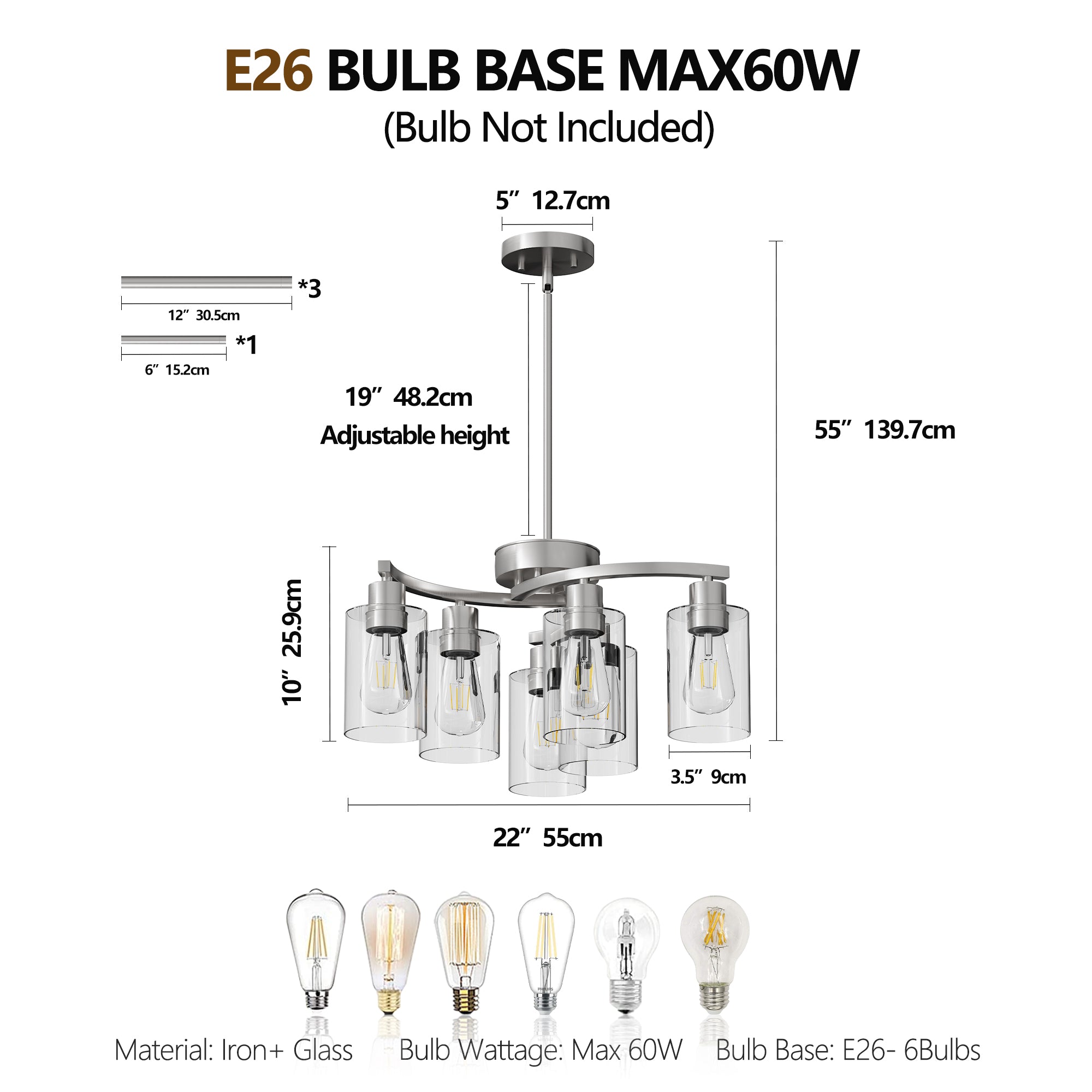 Modern Glass Pendant Light for Dining Room