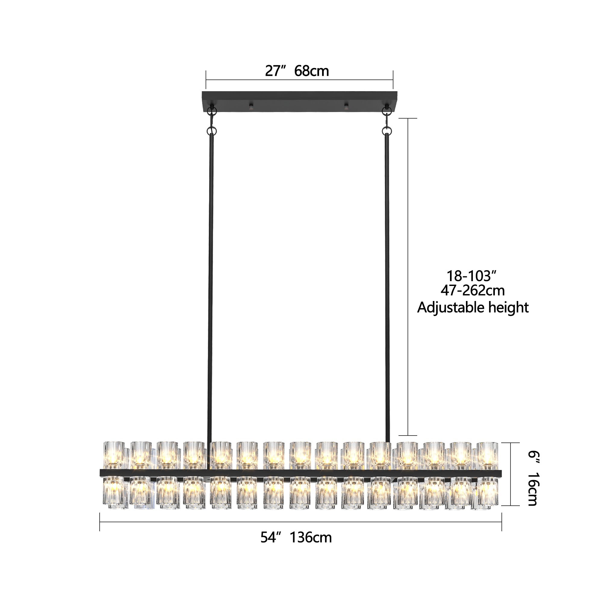 Crystal Rectangular Chandelier Light Fixture