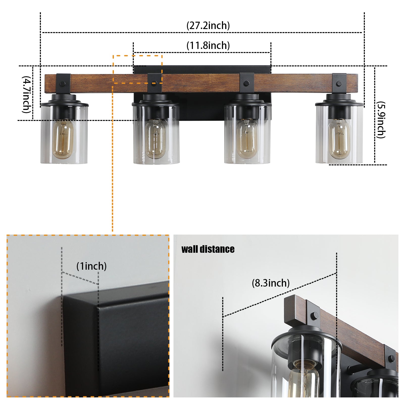 Farmhouse Bathroom Wood Wall Light