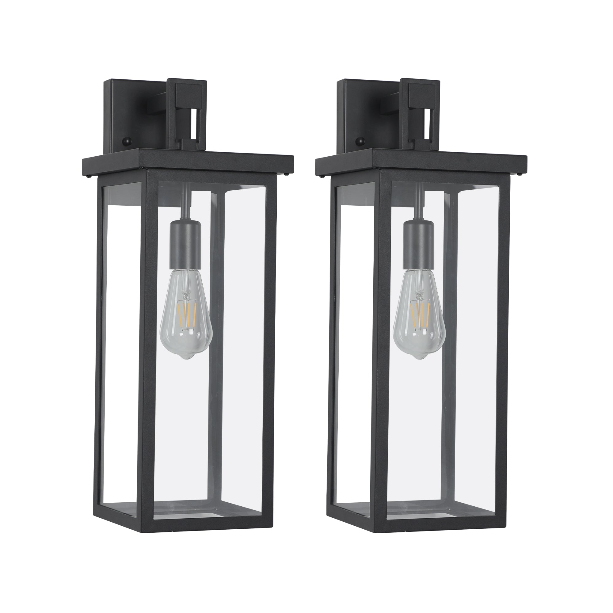 Outdoor Rectangular Glass Wall Sconce, 2 Packs
