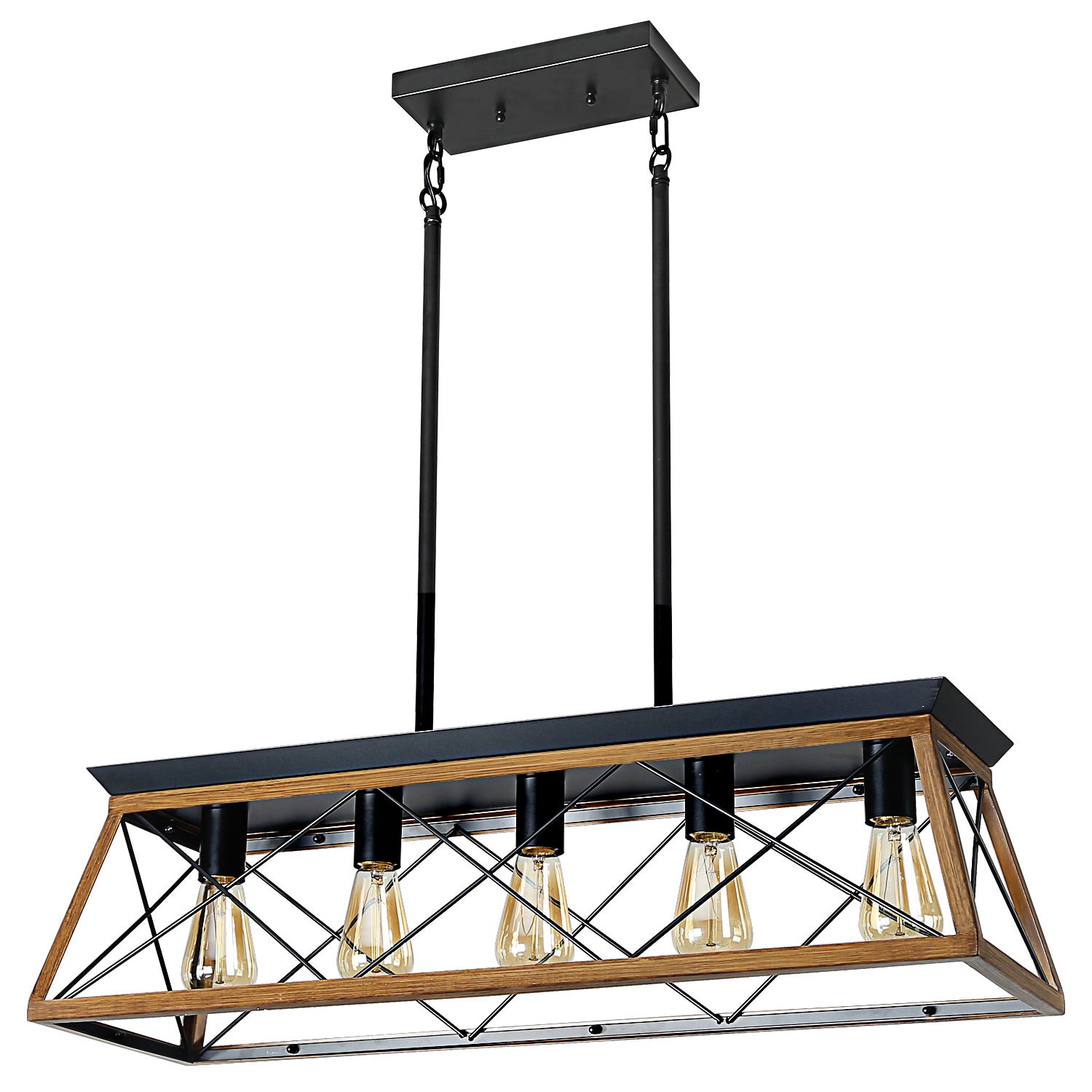 Rectangle Farmhouse Style Chandelier Iron Frame