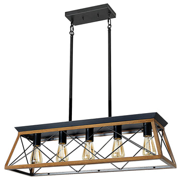 Rectangle Farmhouse Style Chandelier Iron Frame